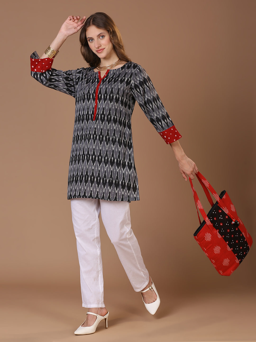 Black Ikkat Kurta