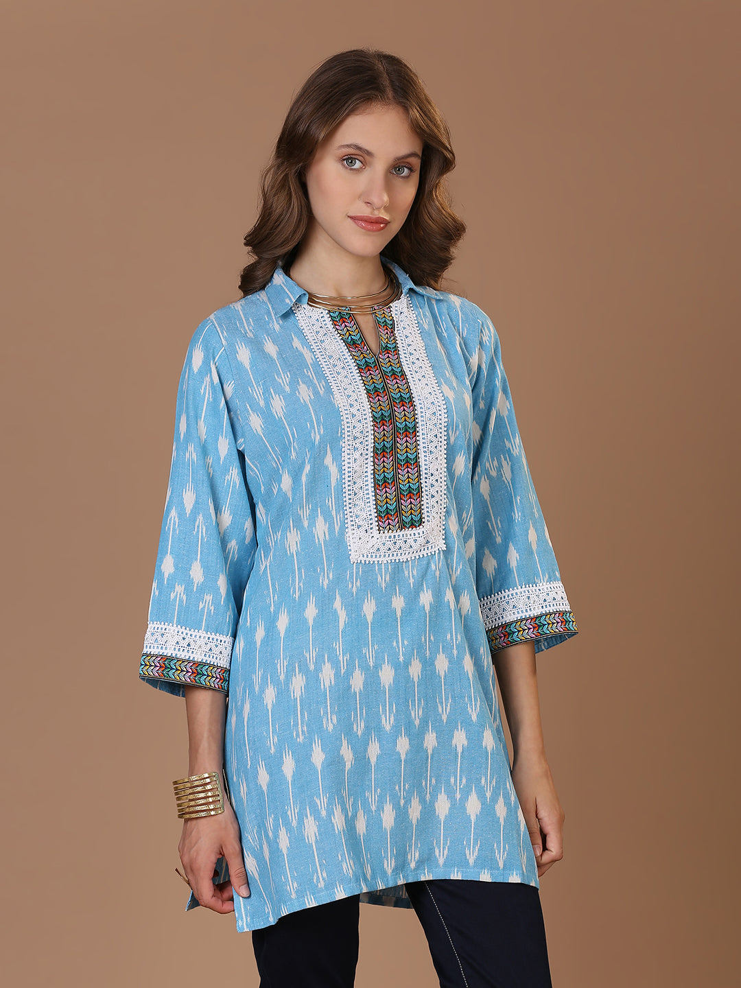Blue Ikkat Kurta
