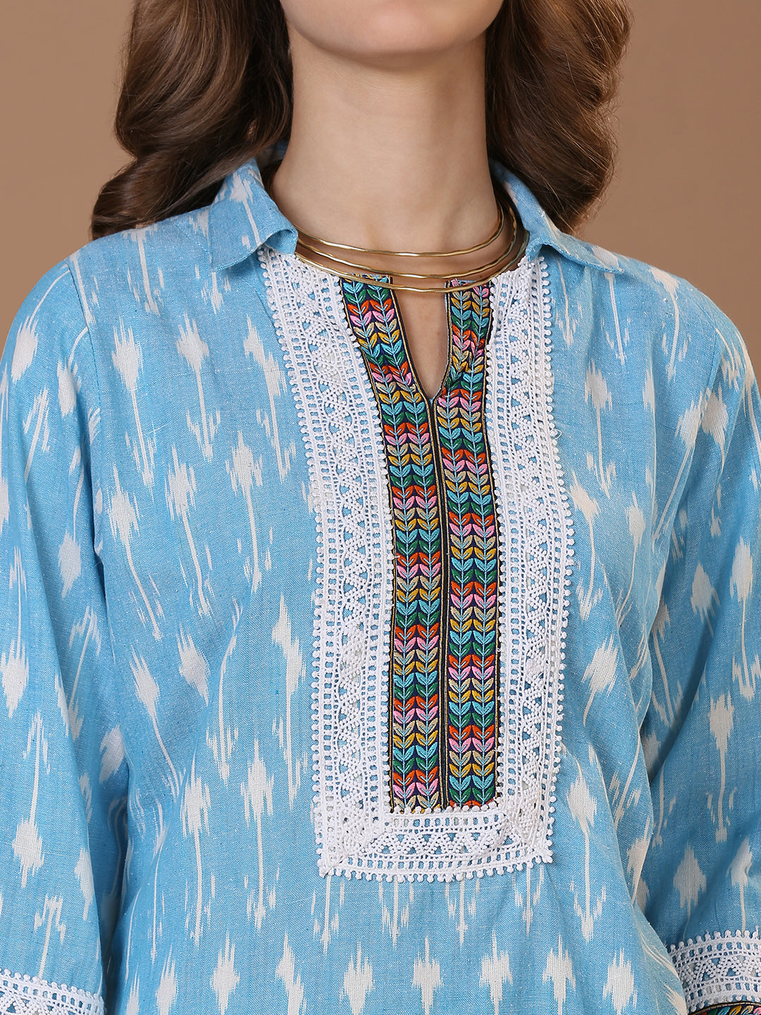 Blue Ikkat Kurta