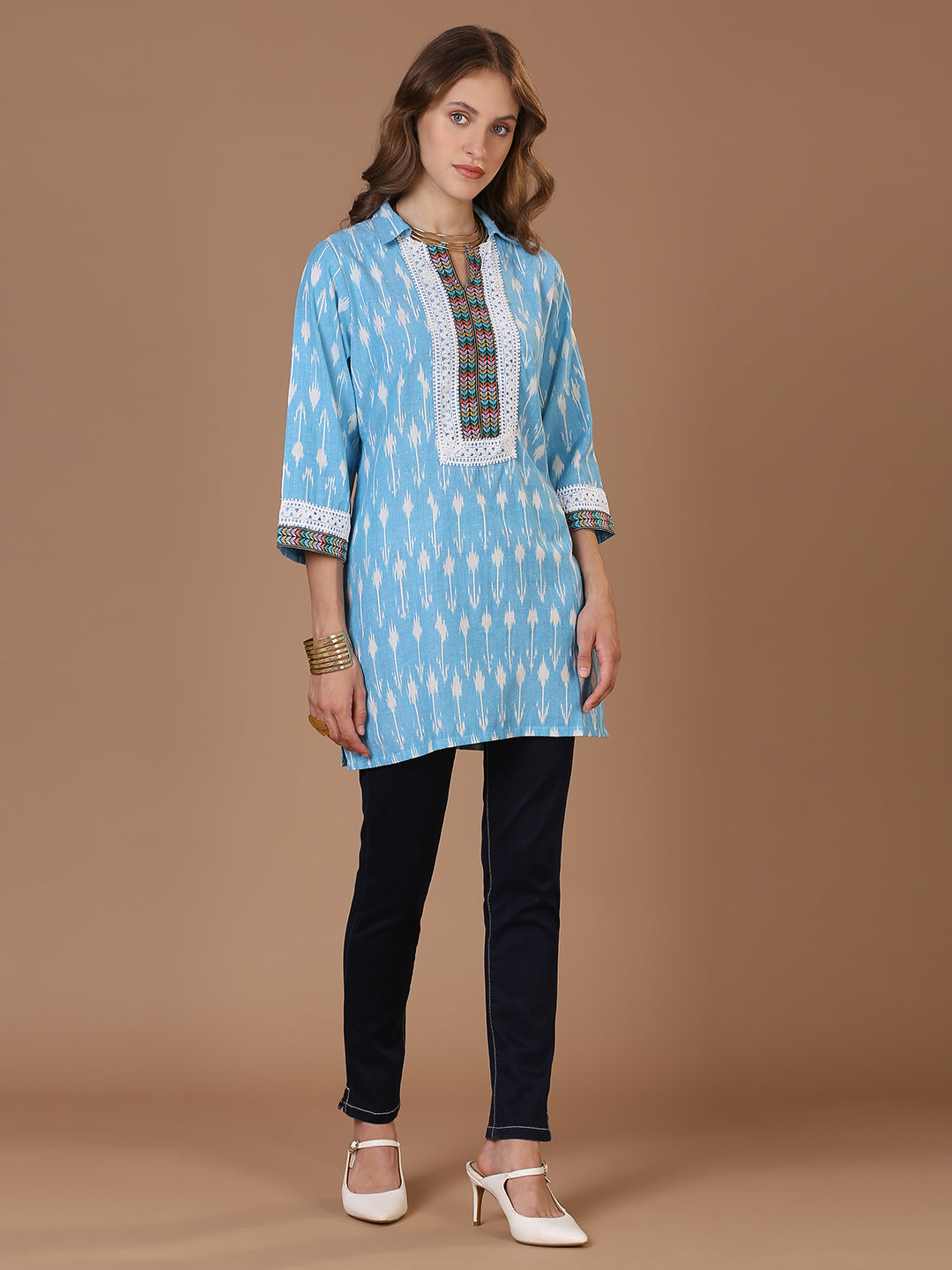 Blue Ikkat Kurta
