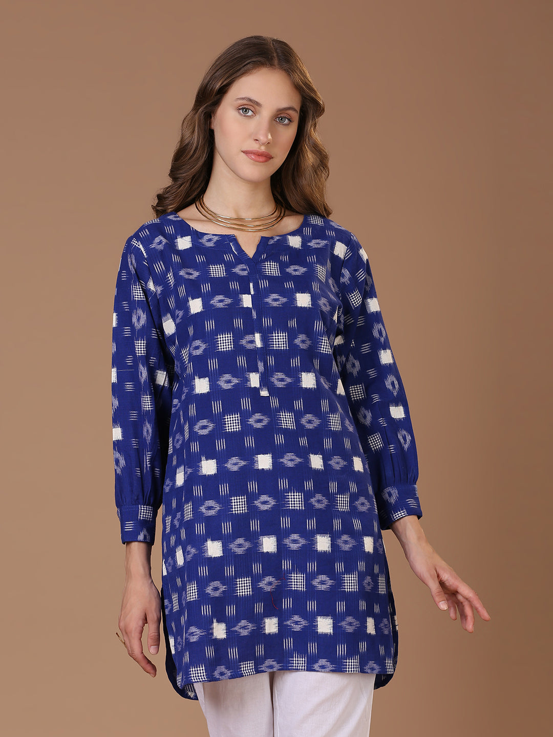 Blue Double Ikat Kurta