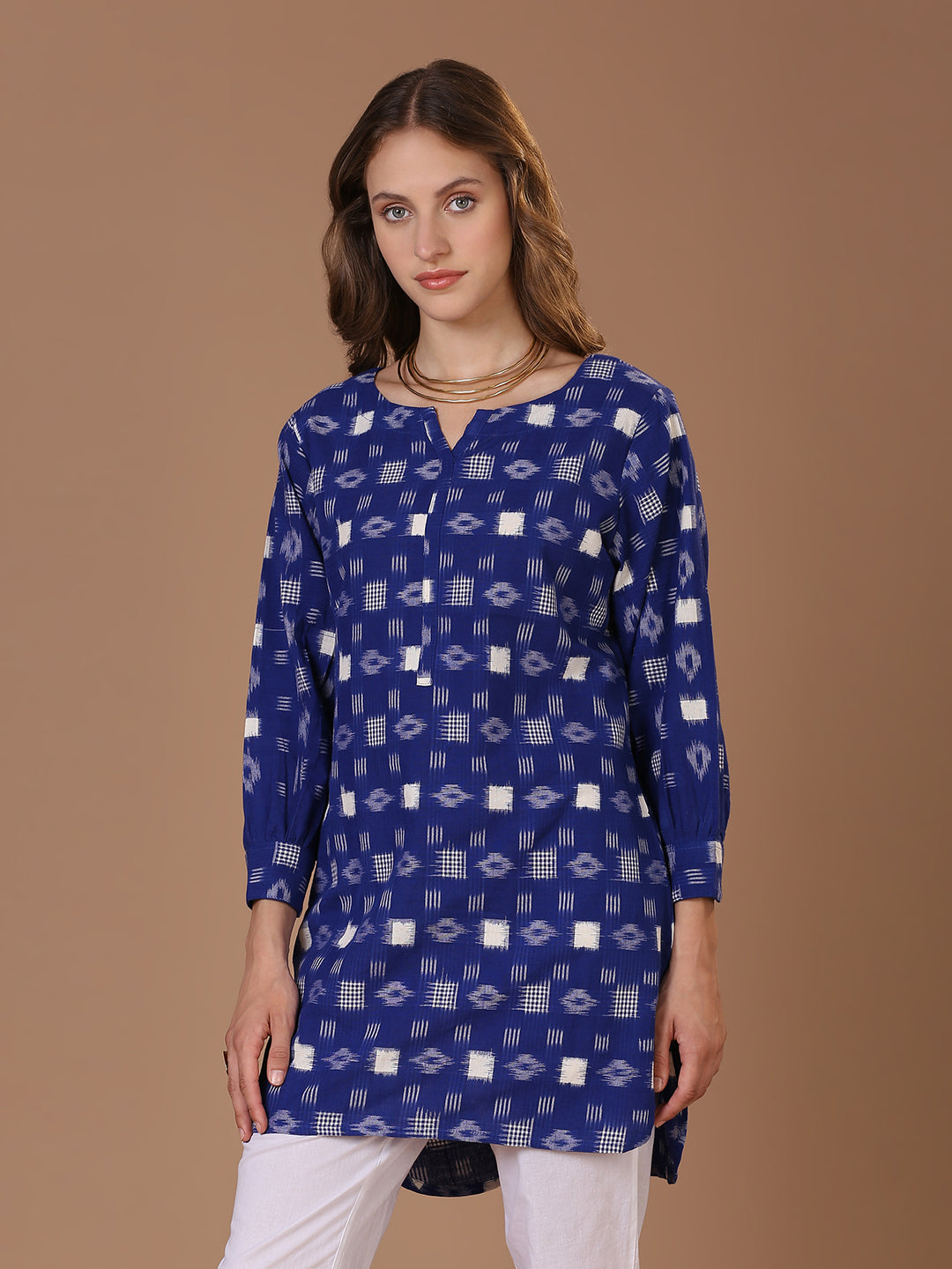 Blue Double Ikat Kurta