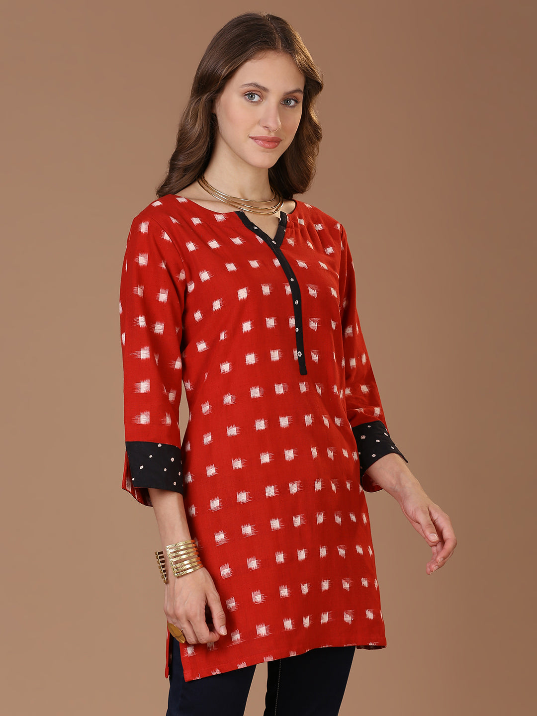Red Double Ikat Kurta