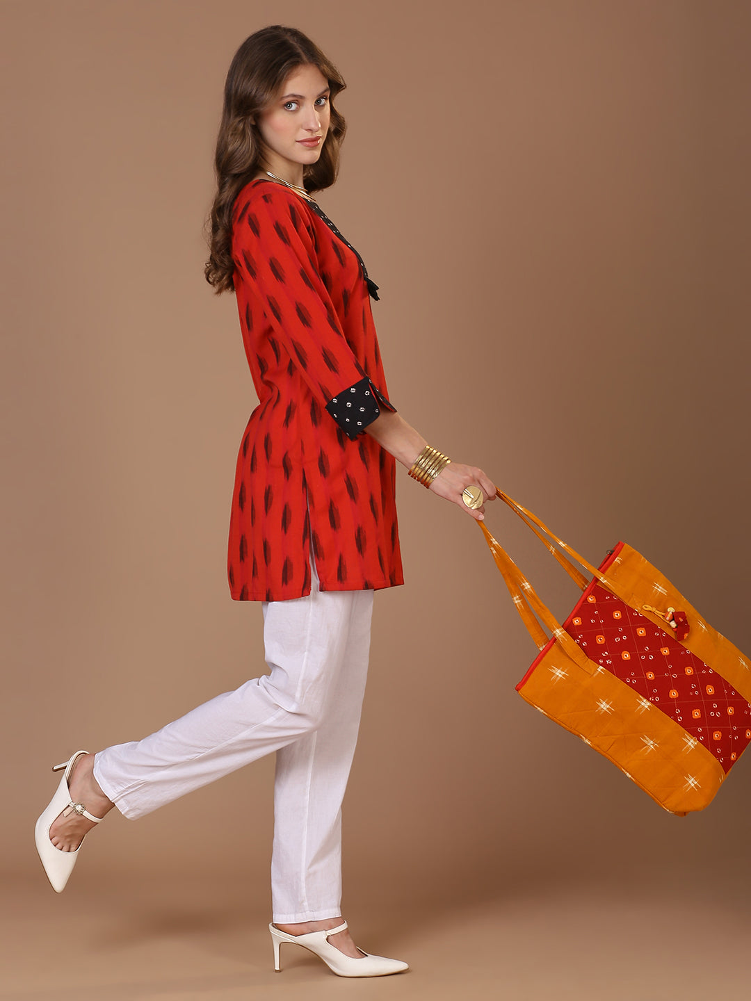 Red Ikat Kurta