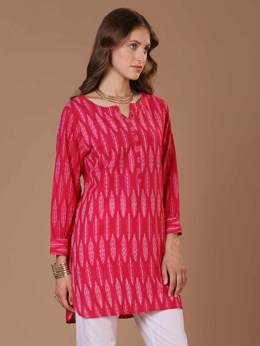 Pink Ikkat Kurta