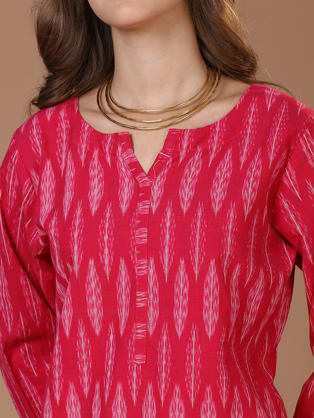 Pink Ikkat Kurta