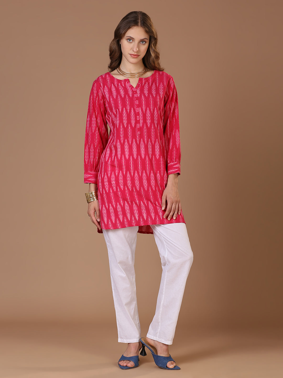 Pink Ikkat Kurta