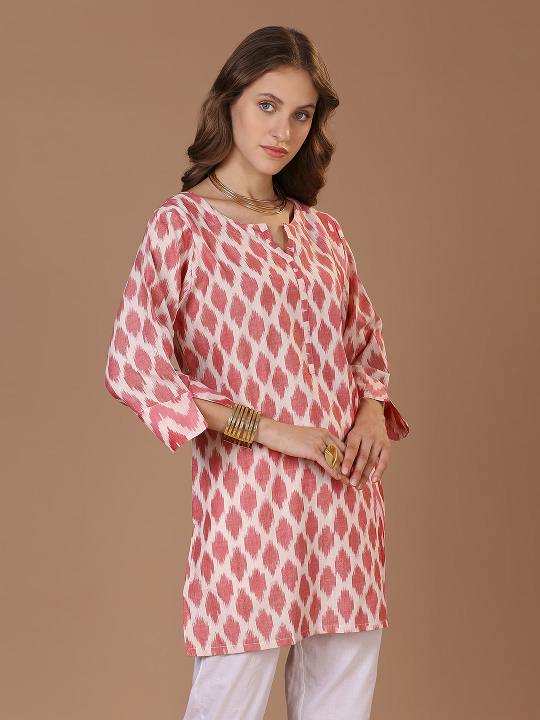 Pink Ikat Kurta