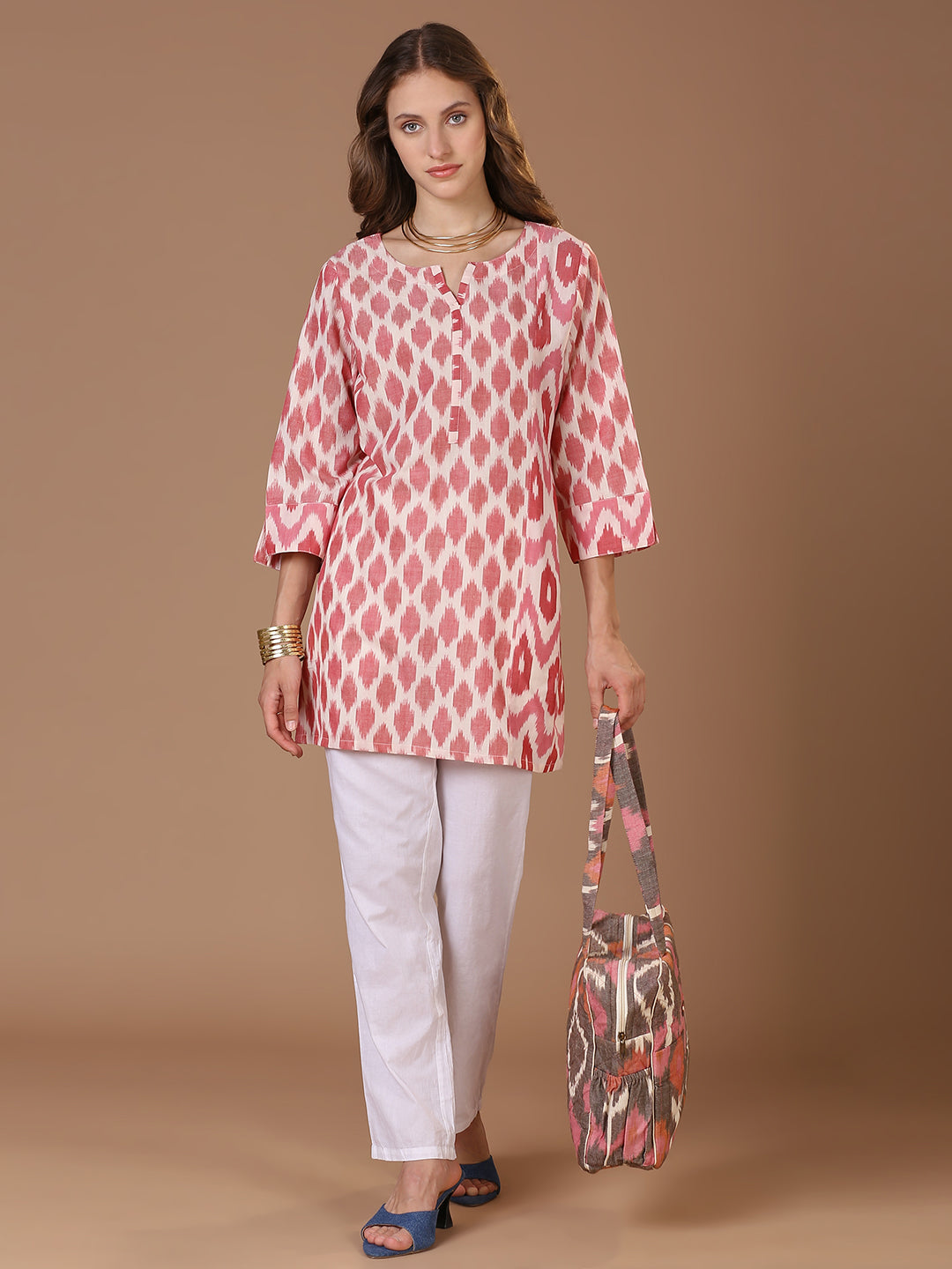 Pink Ikat Kurta
