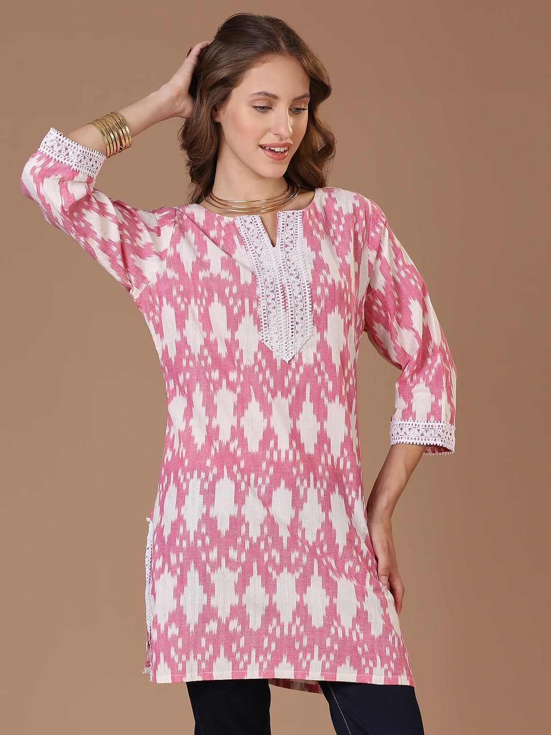 Pink Ikat Kurta