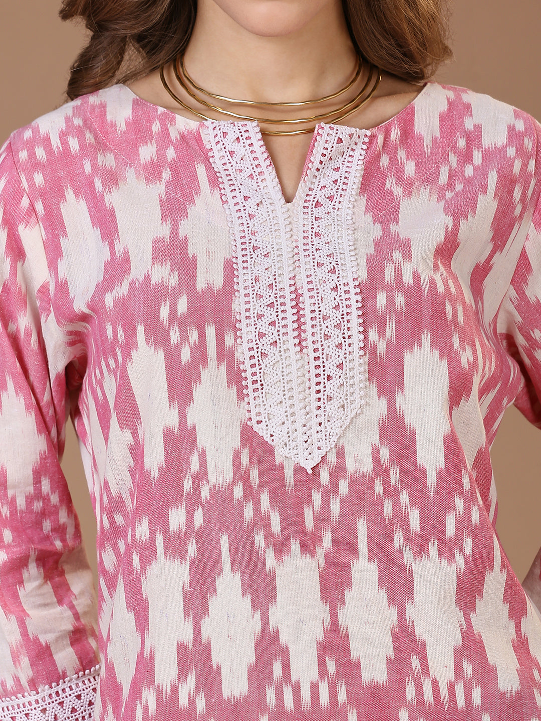 Pink Ikat Kurta
