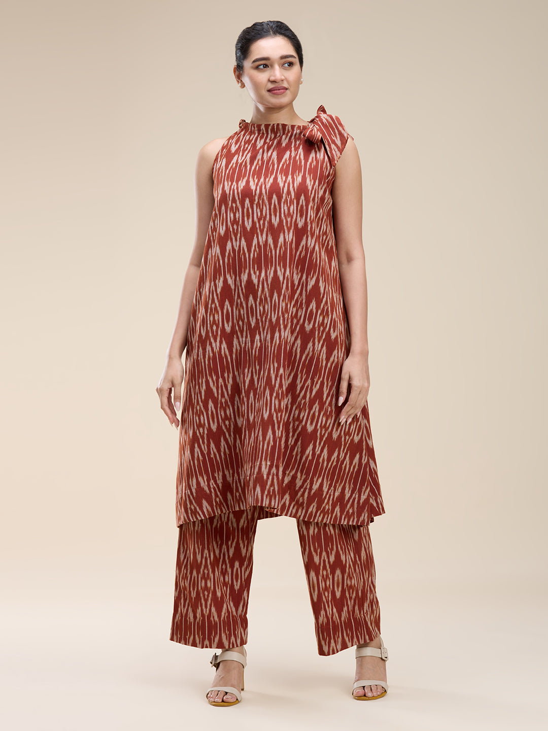 Brown Ikat Coord Set