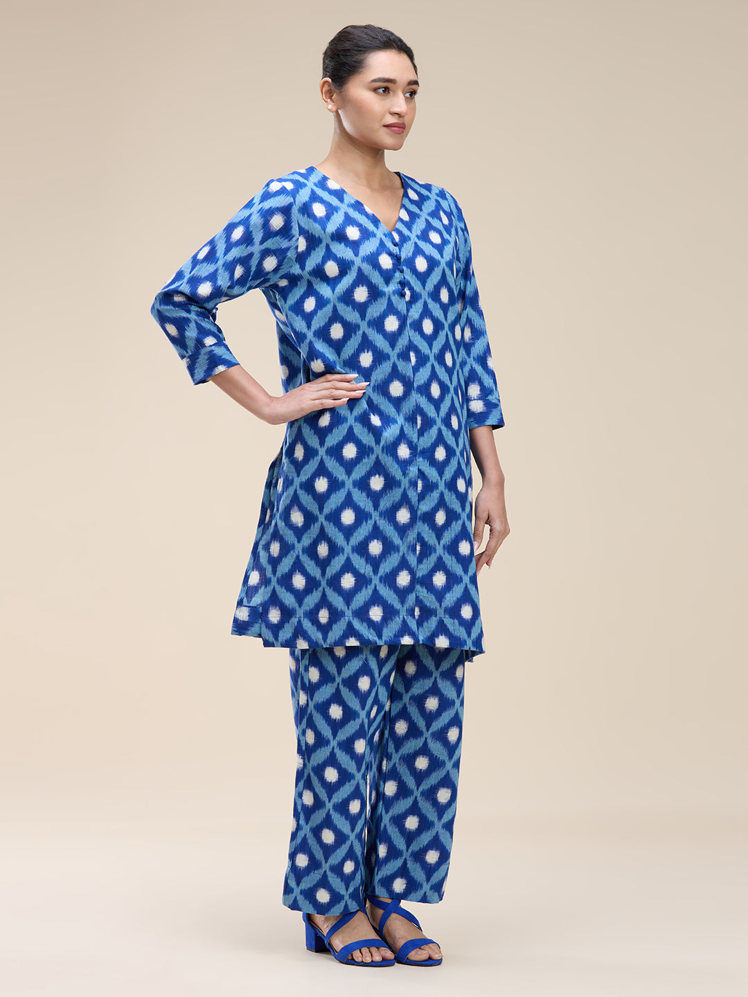 Blue Ikat Coord Set