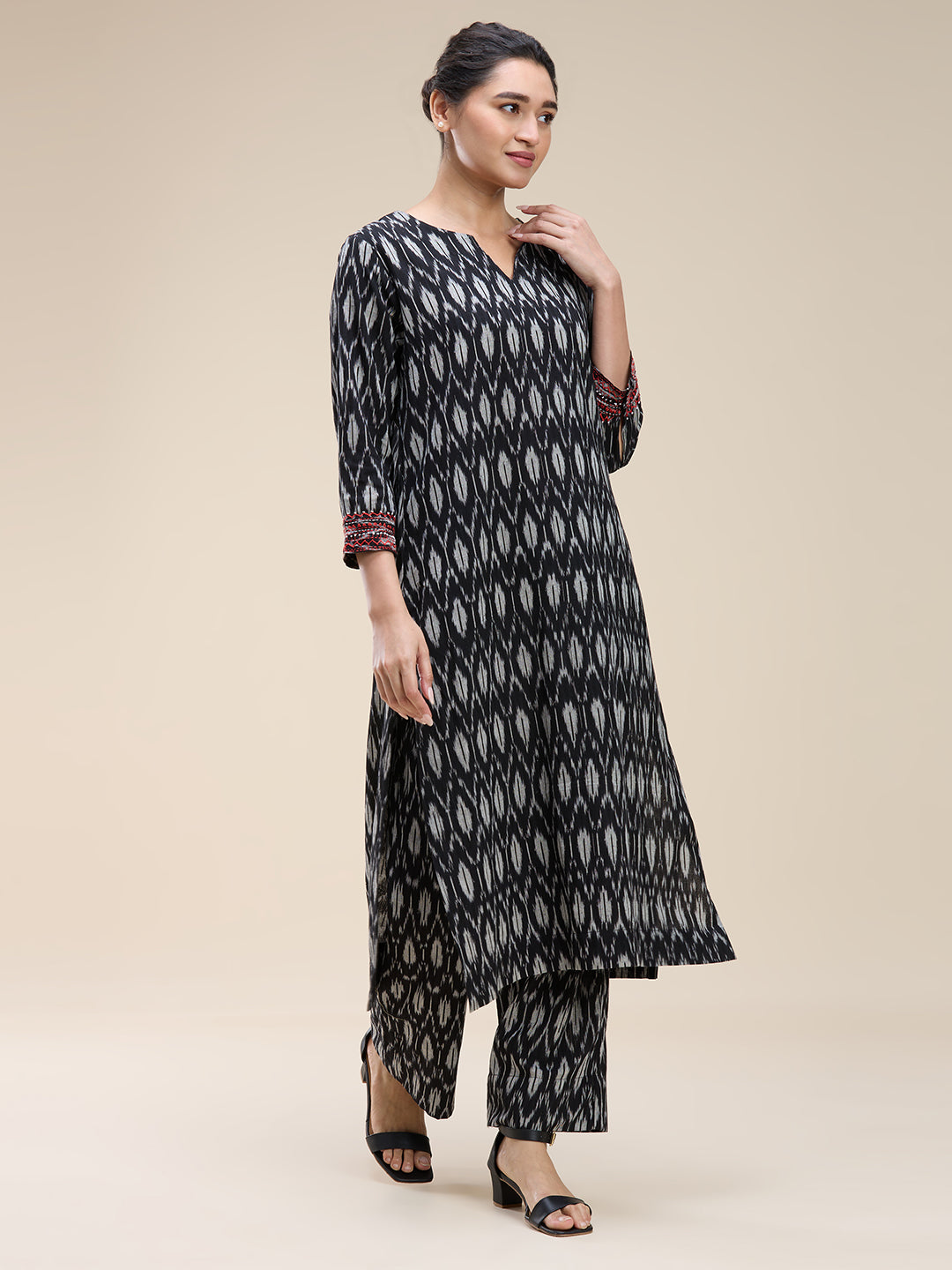 Embroidered Ikat Coord Set