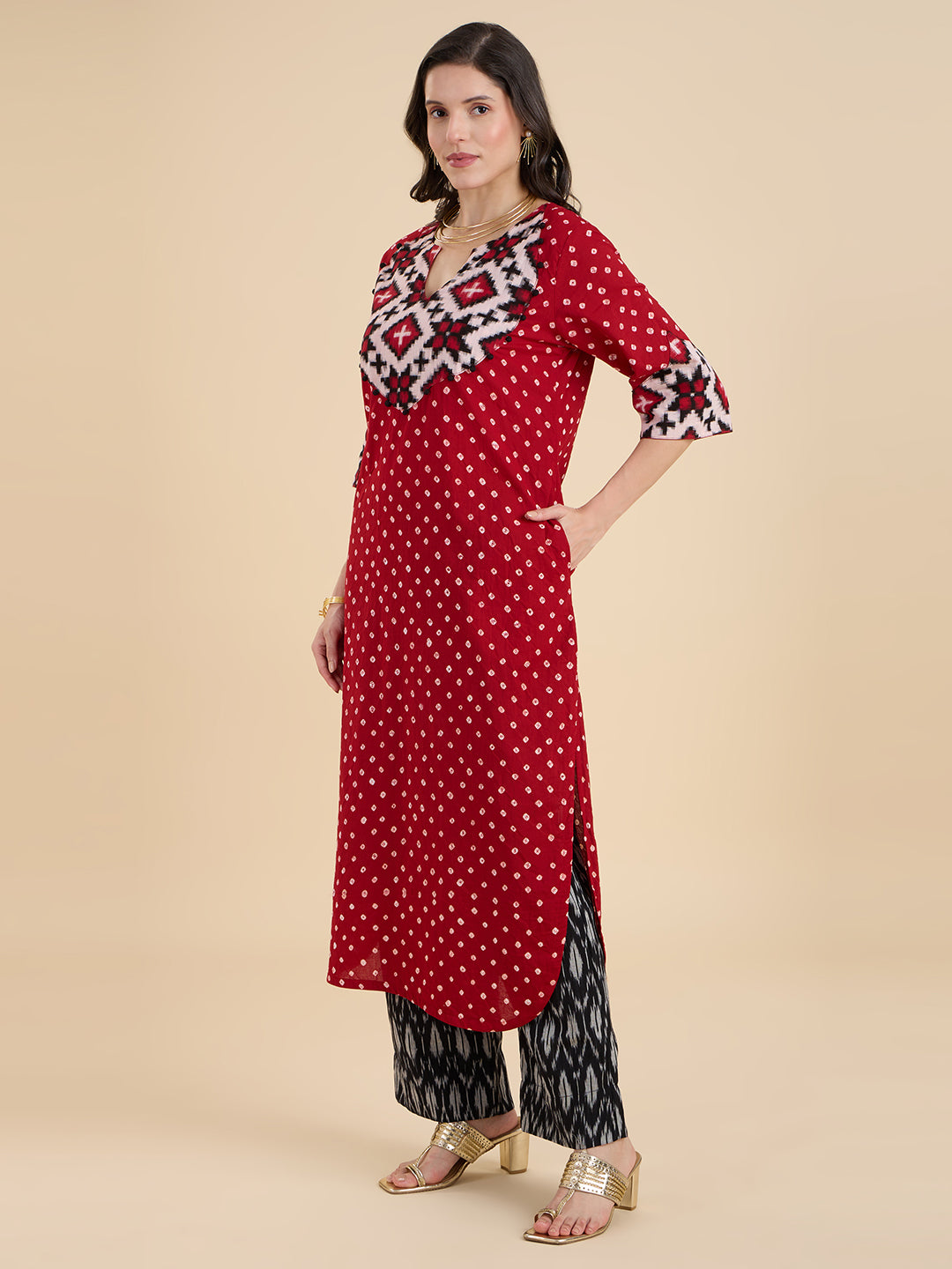 Bandhej Telia Rumal Coord Set