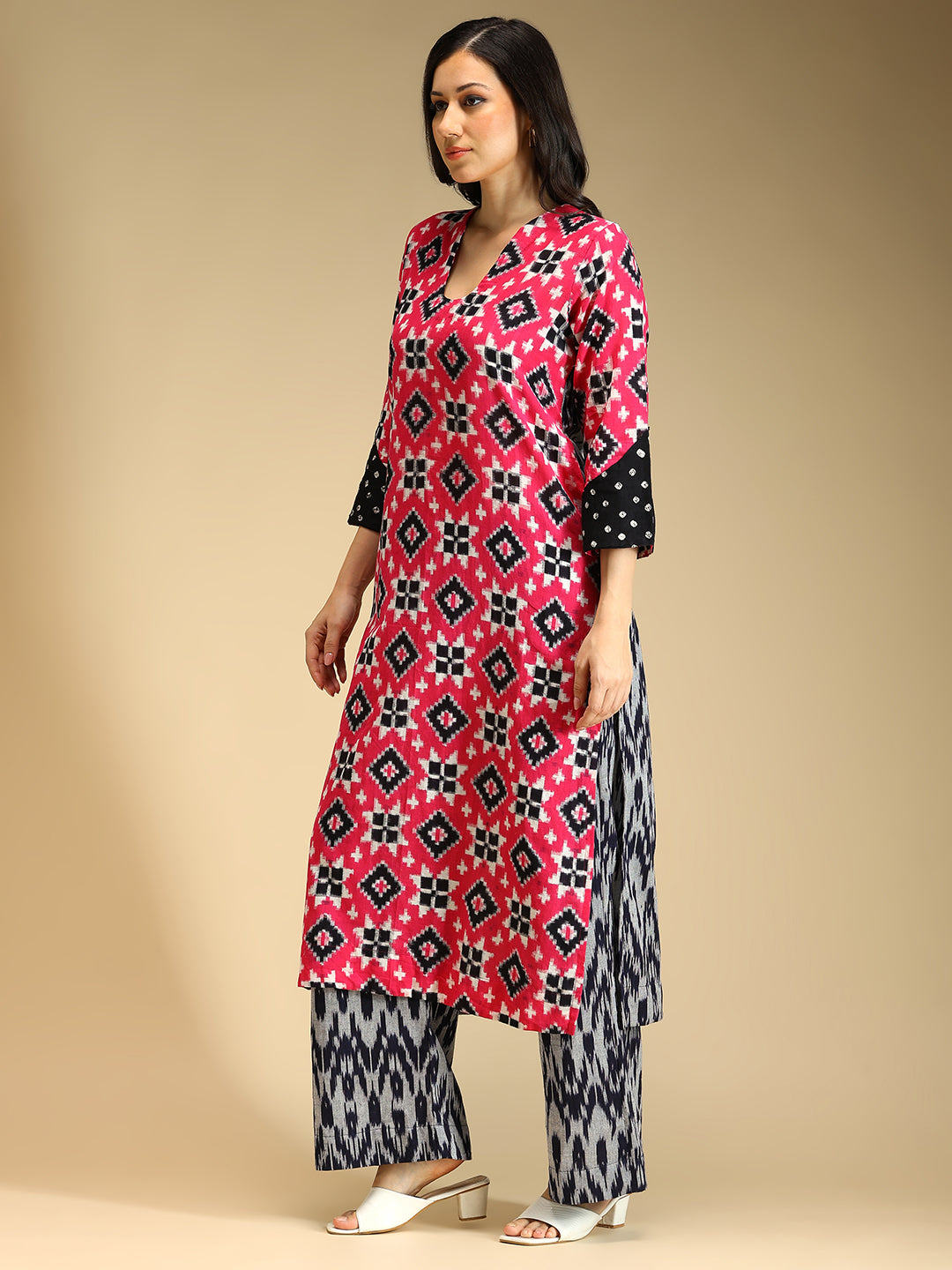 Pink Telia Rumal Ikat Coord Set