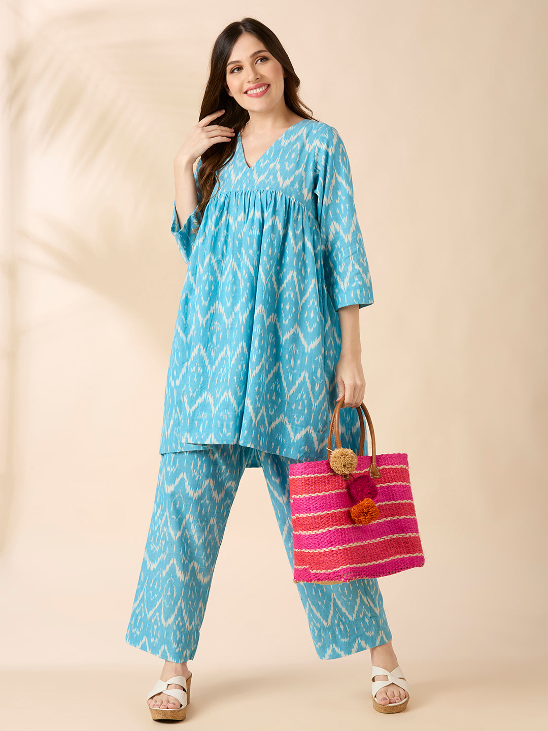 Blue Ikat Coord Set