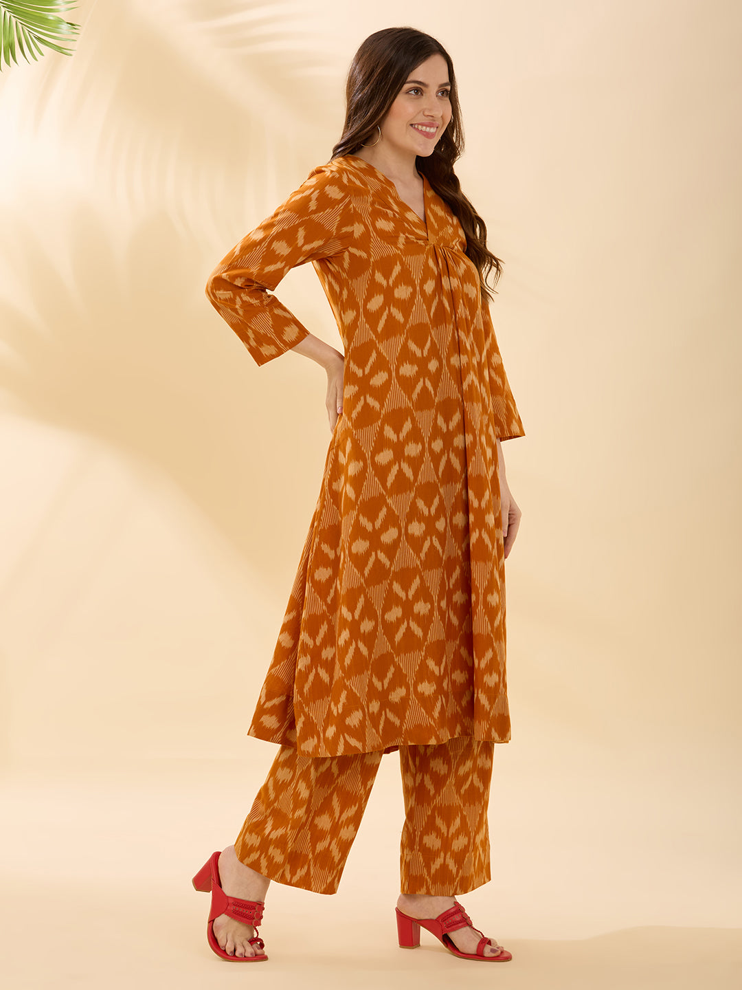 Mustard Ikkat Coord Set