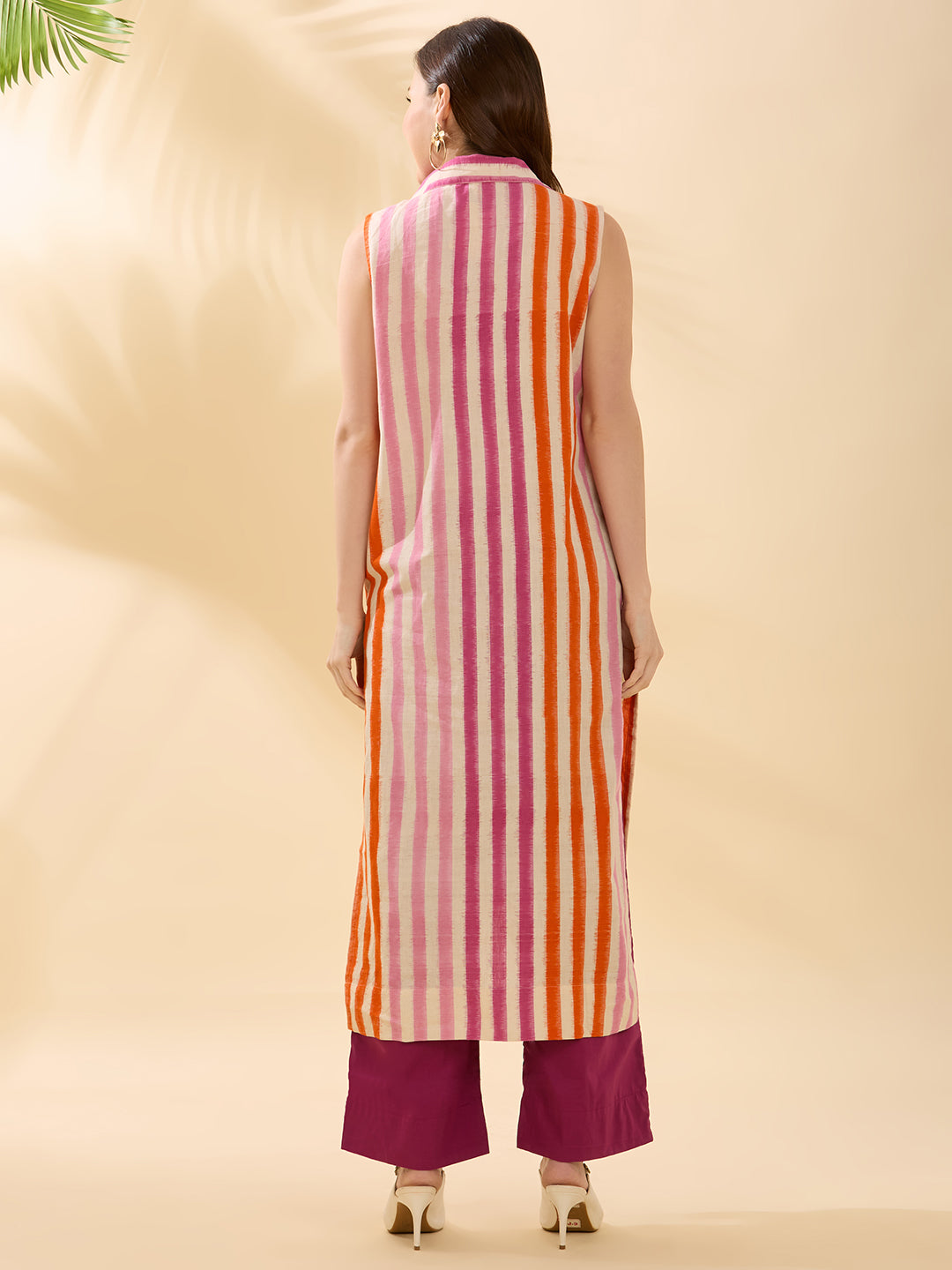Pink Multi Line Double Ikat Coord Set