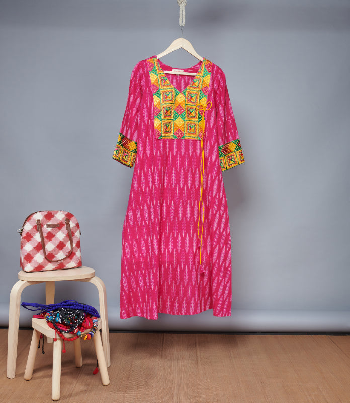 Ikkat Phulkari Kurta