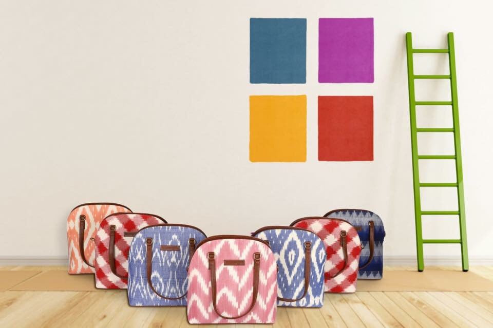 Handwoven ikat vegan leather handbag/crossbody bag