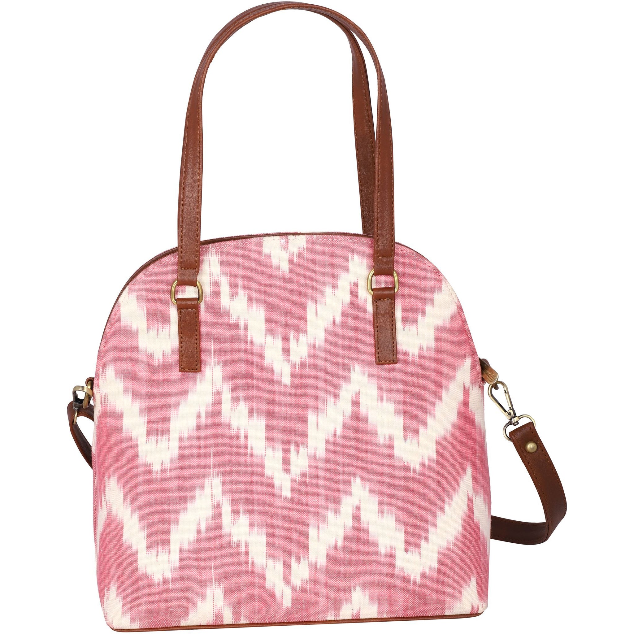 Handwoven ikat vegan leather handbag/crossbody bag