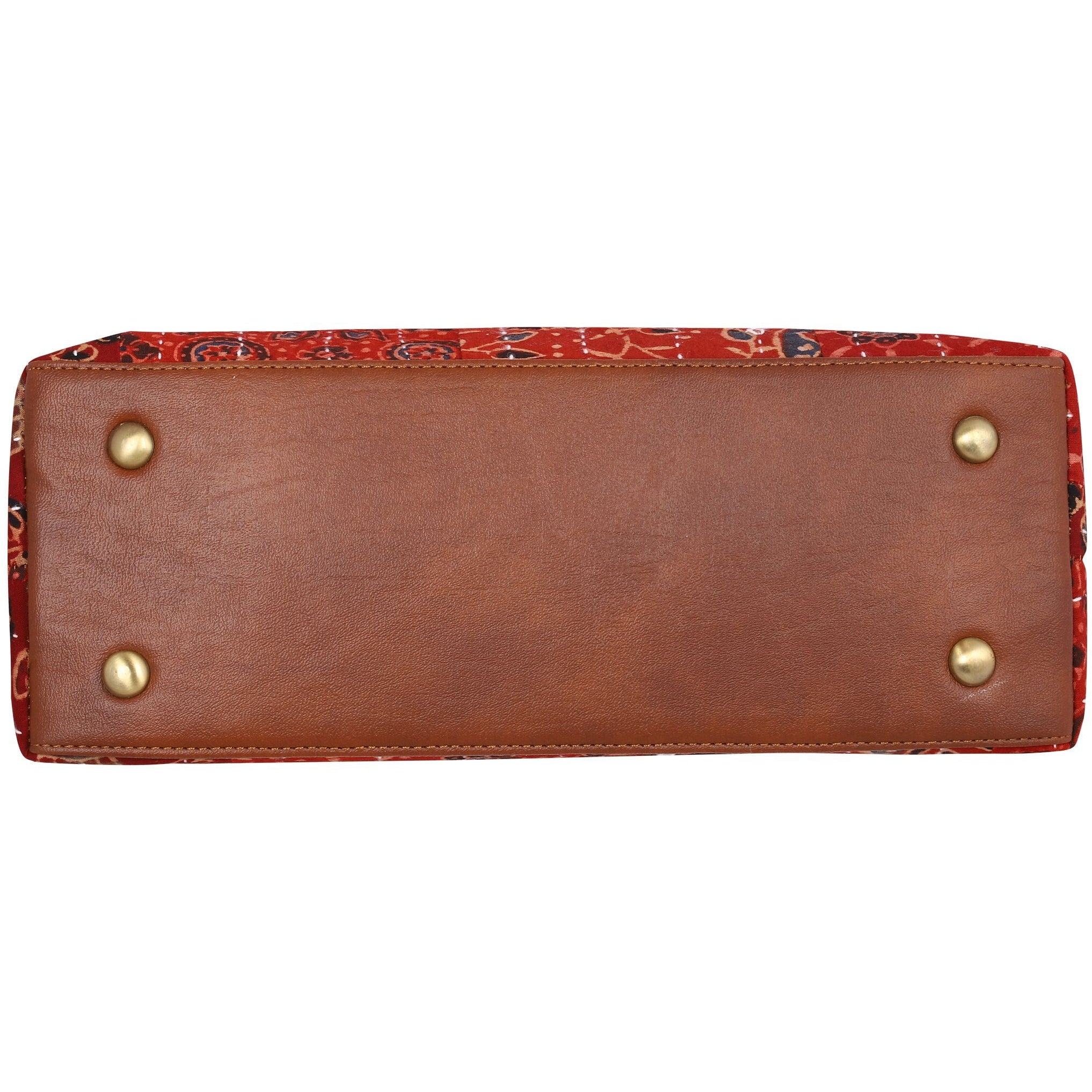 Block printed shoulder bag, Crossbody bag, Vegan leather bag