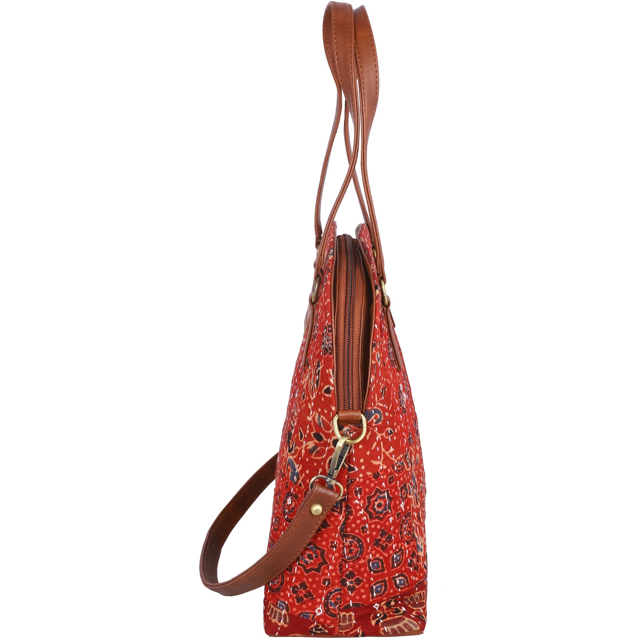 Block printed shoulder bag, Crossbody bag, Vegan leather bag