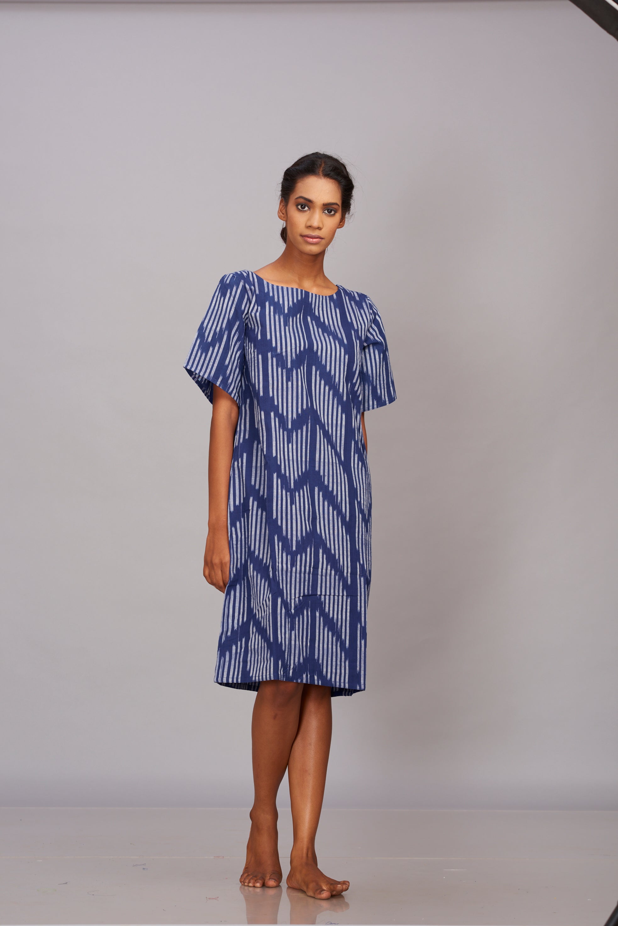 Blue Ikat shift dress