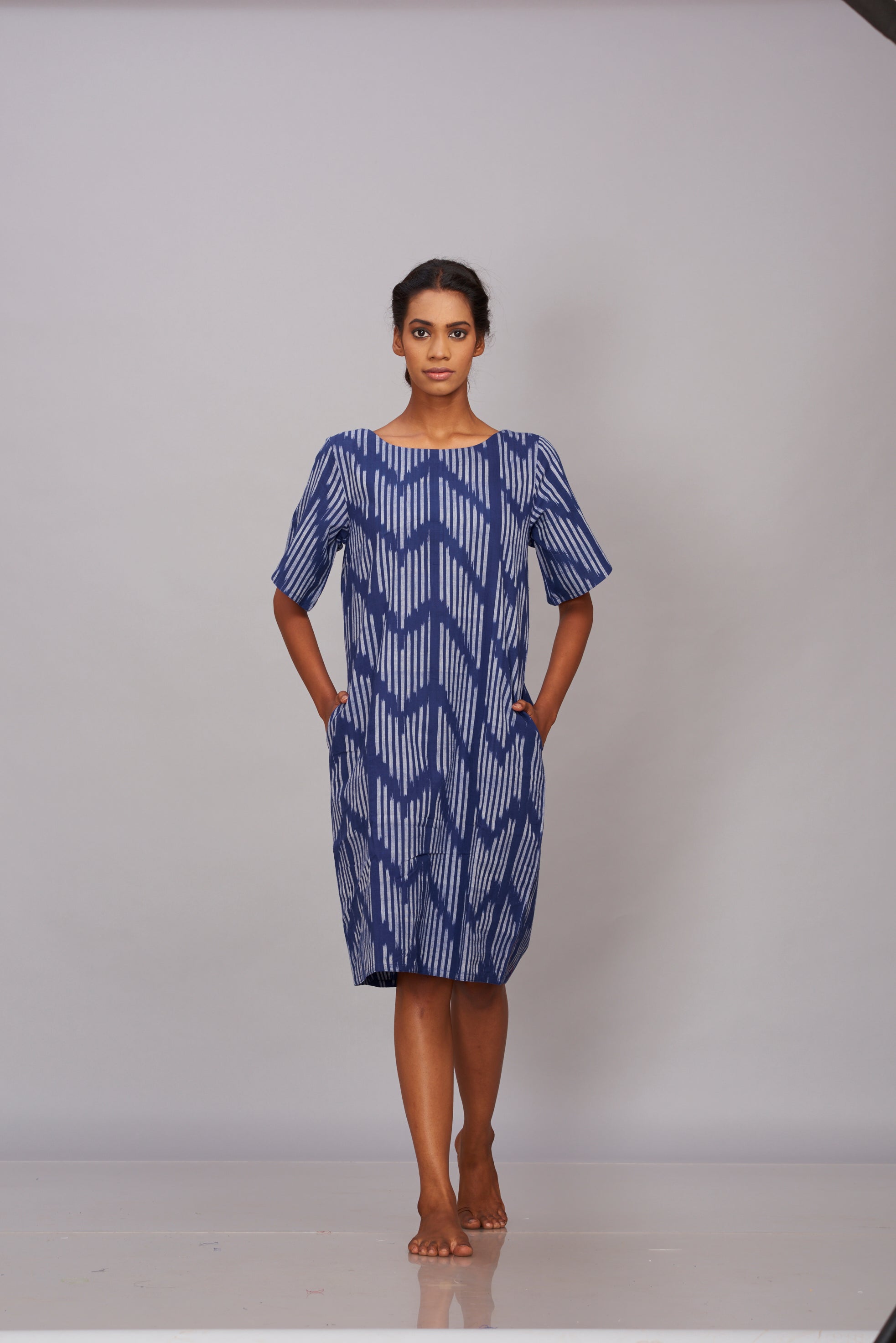 Blue Ikat shift dress