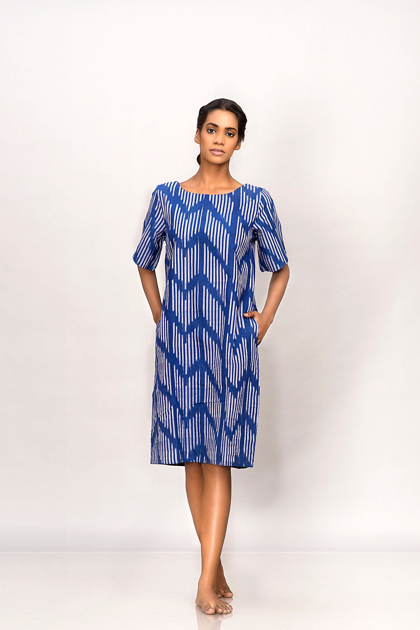 Blue Ikat shift dress