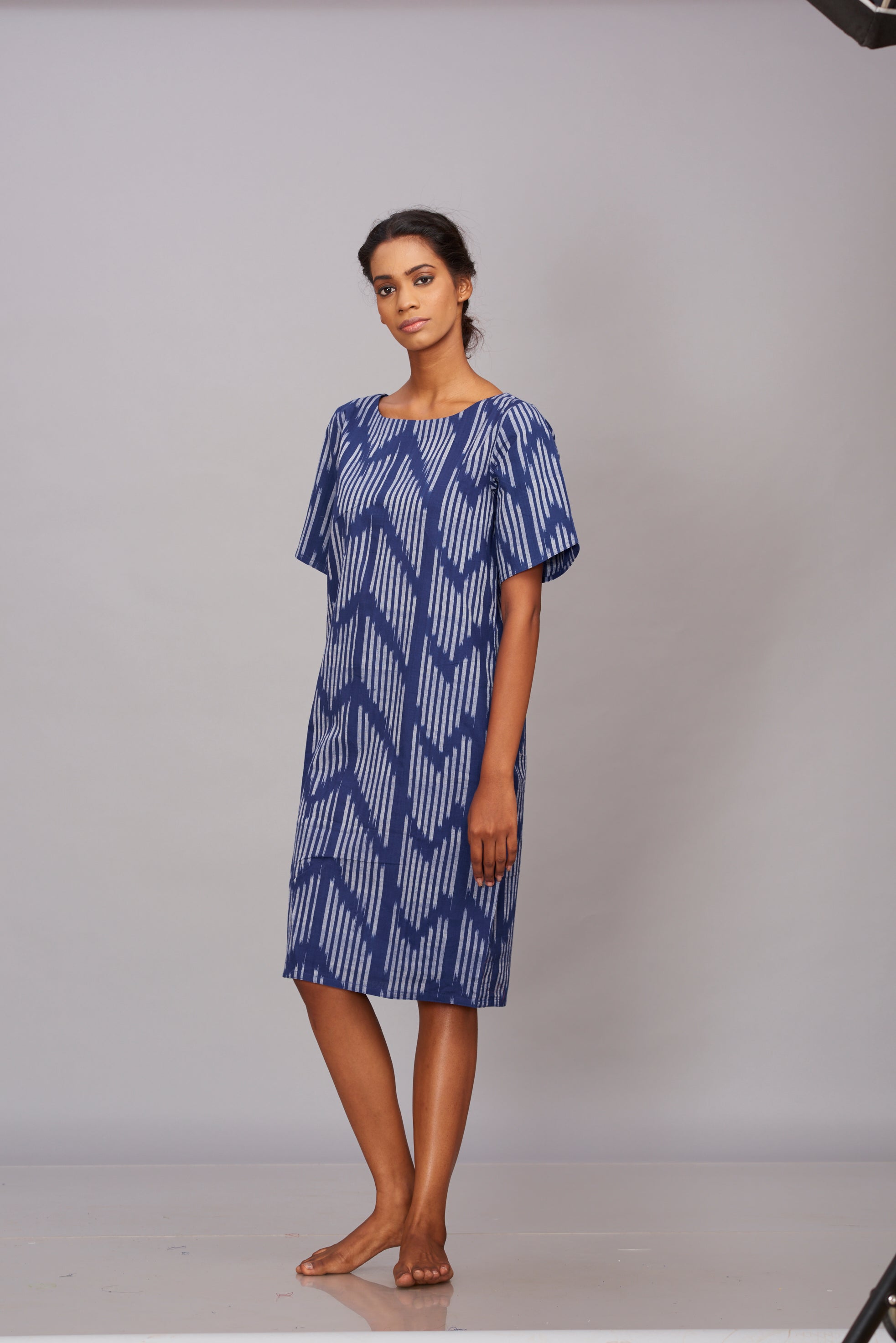 Blue Ikat shift dress