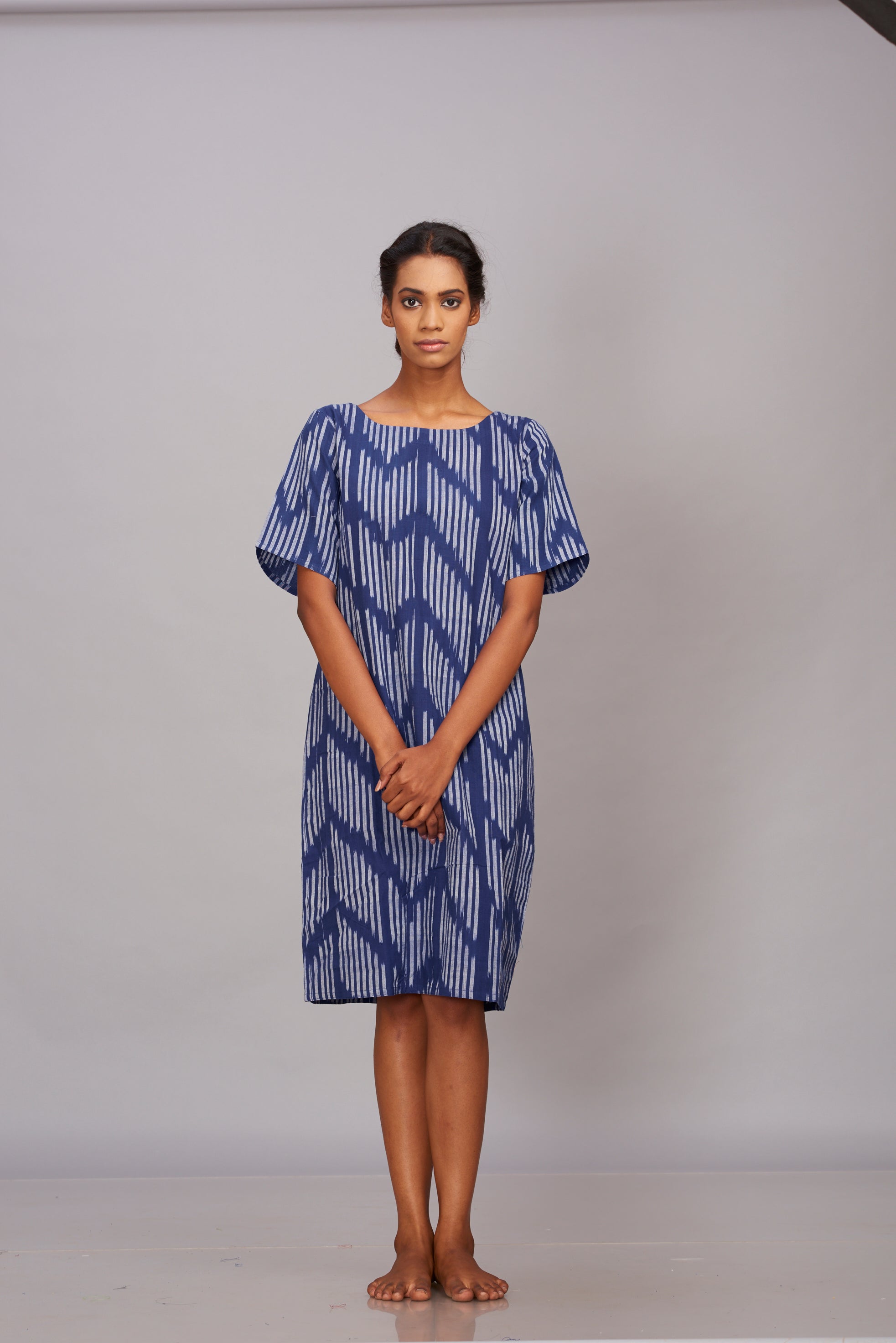 Blue Ikat shift dress