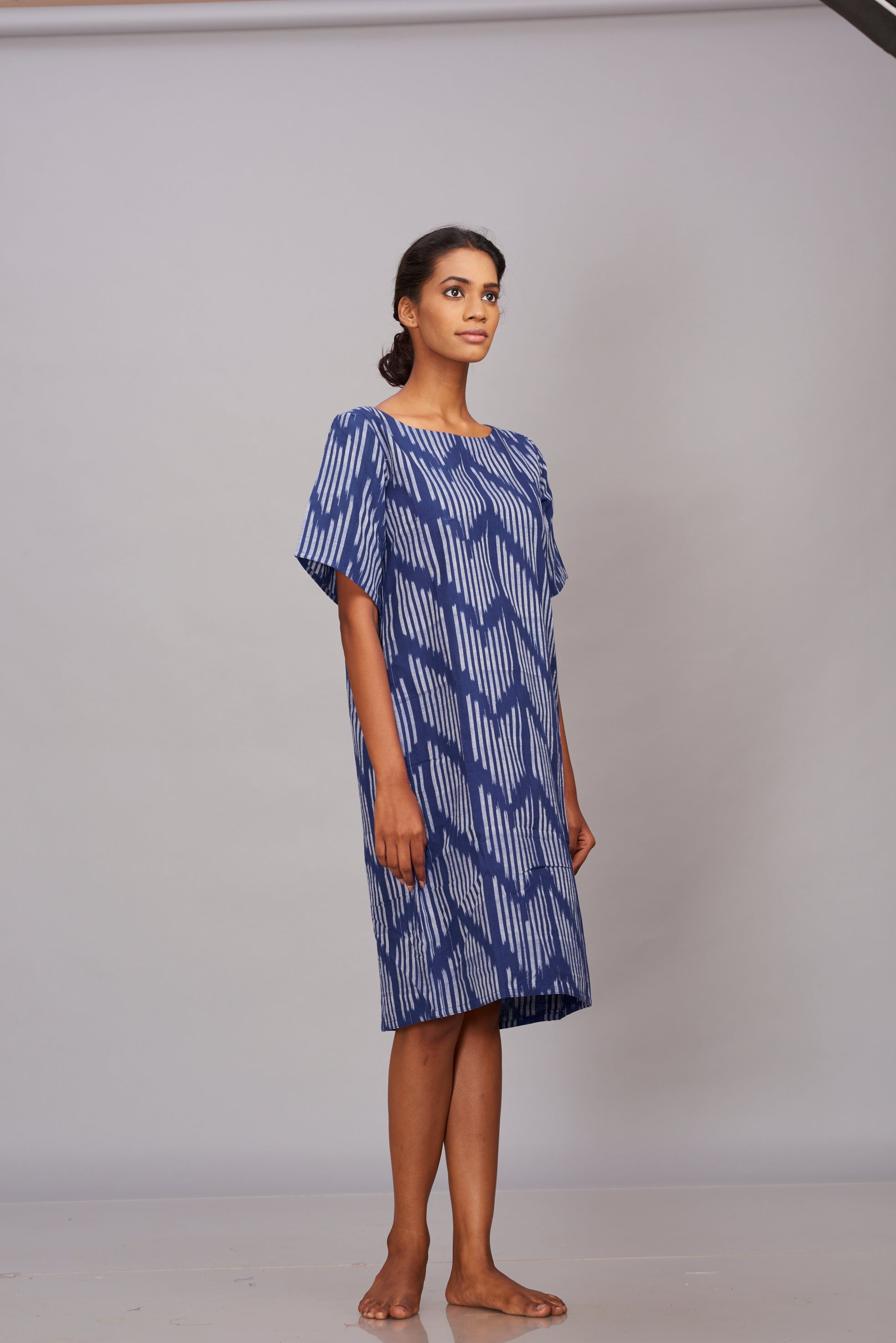 Blue Ikat shift dress