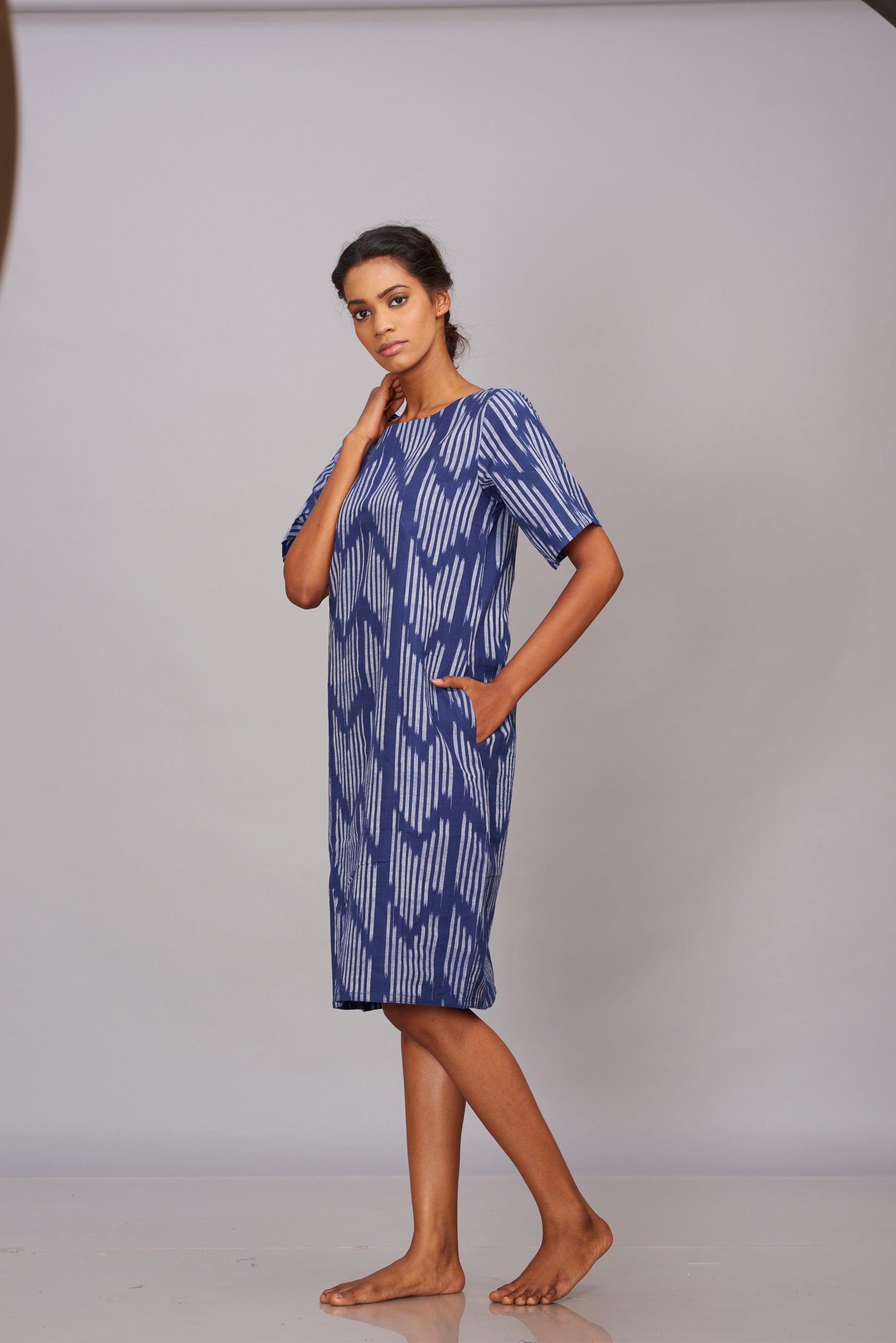 Blue Ikat shift dress