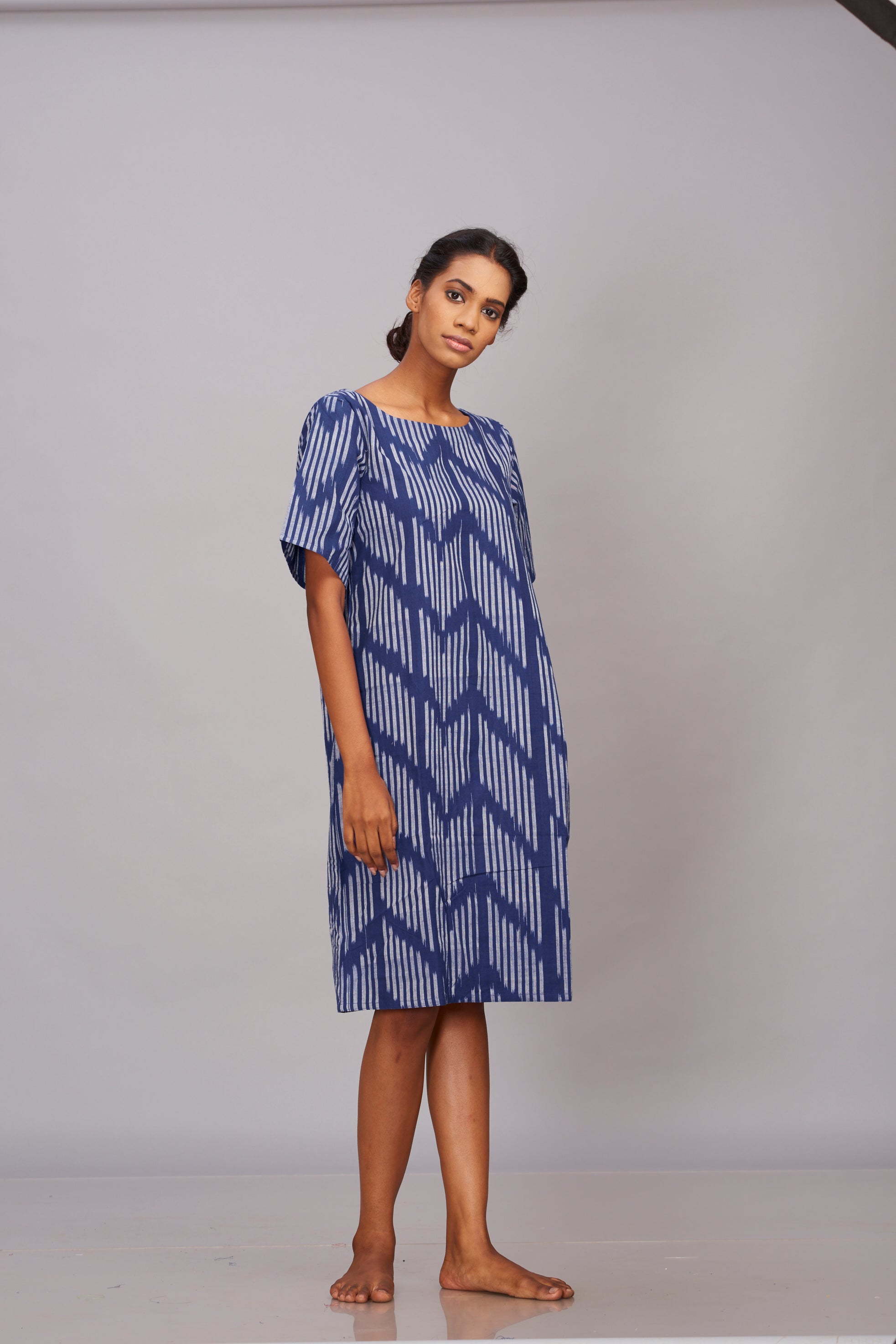 Blue Ikat shift dress