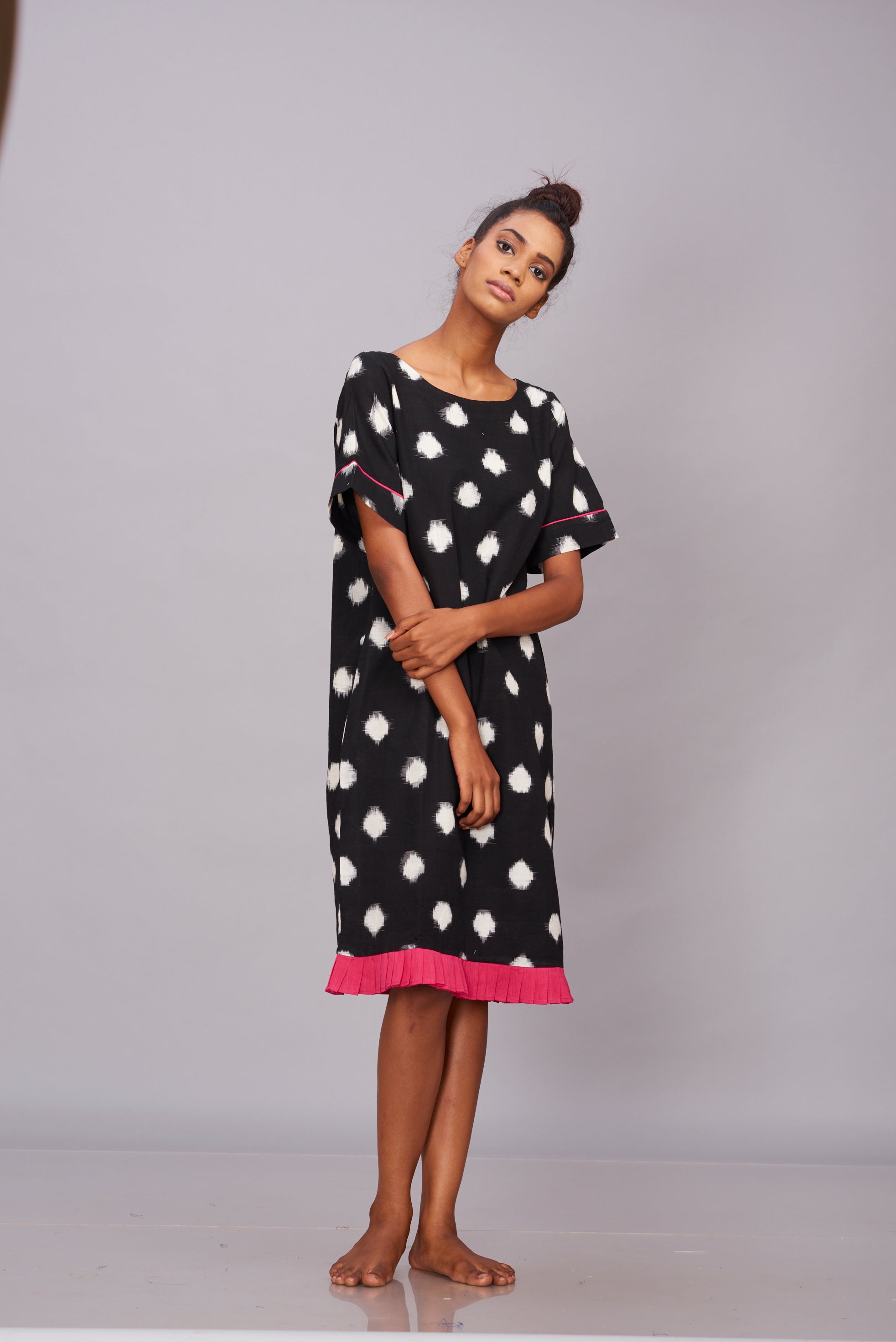 Polka dot Ikat shift dress