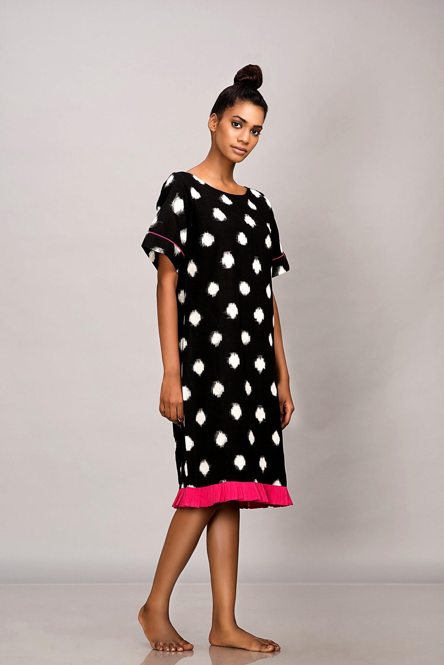 Polka dot Ikat shift dress