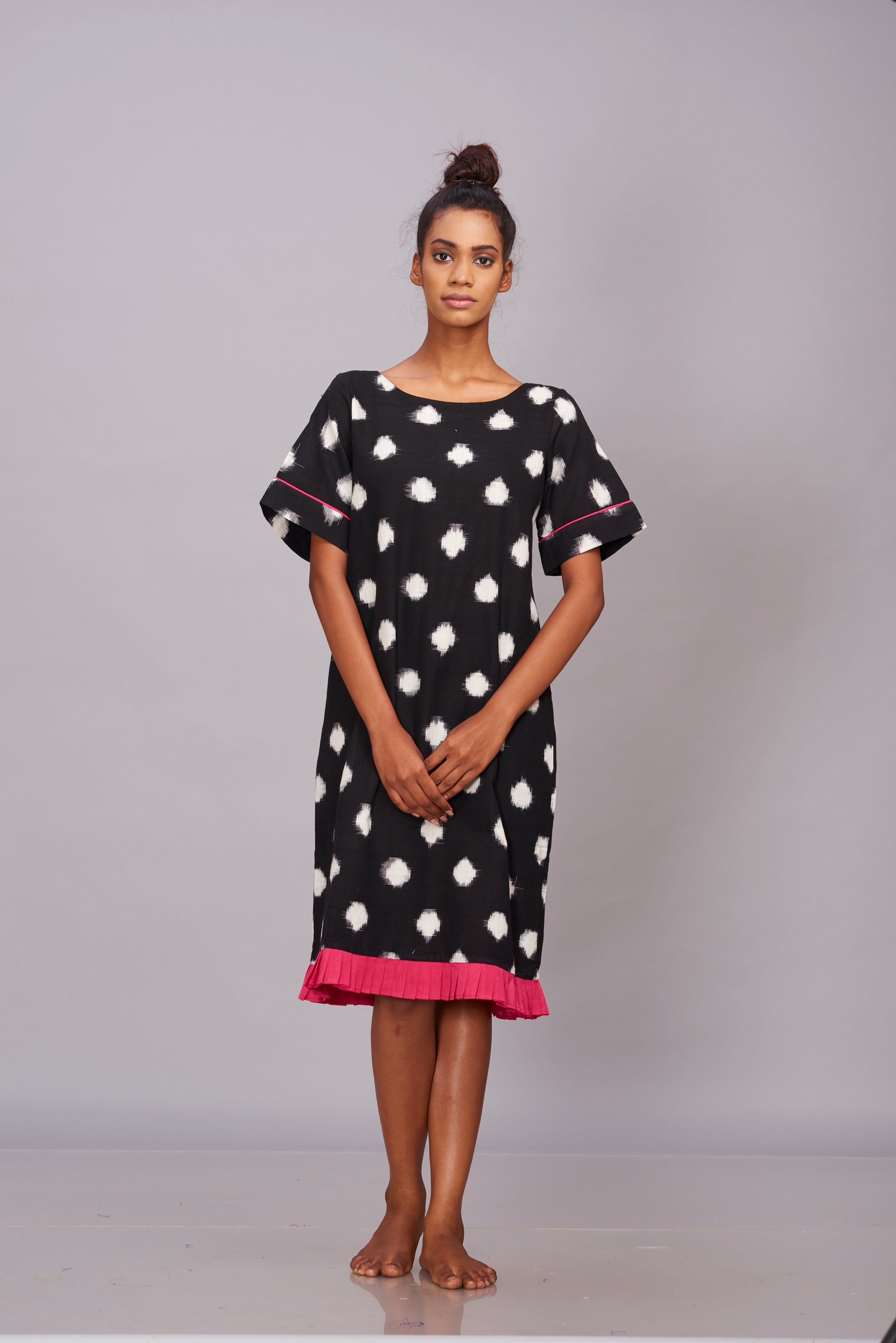 Polka dot Ikat shift dress