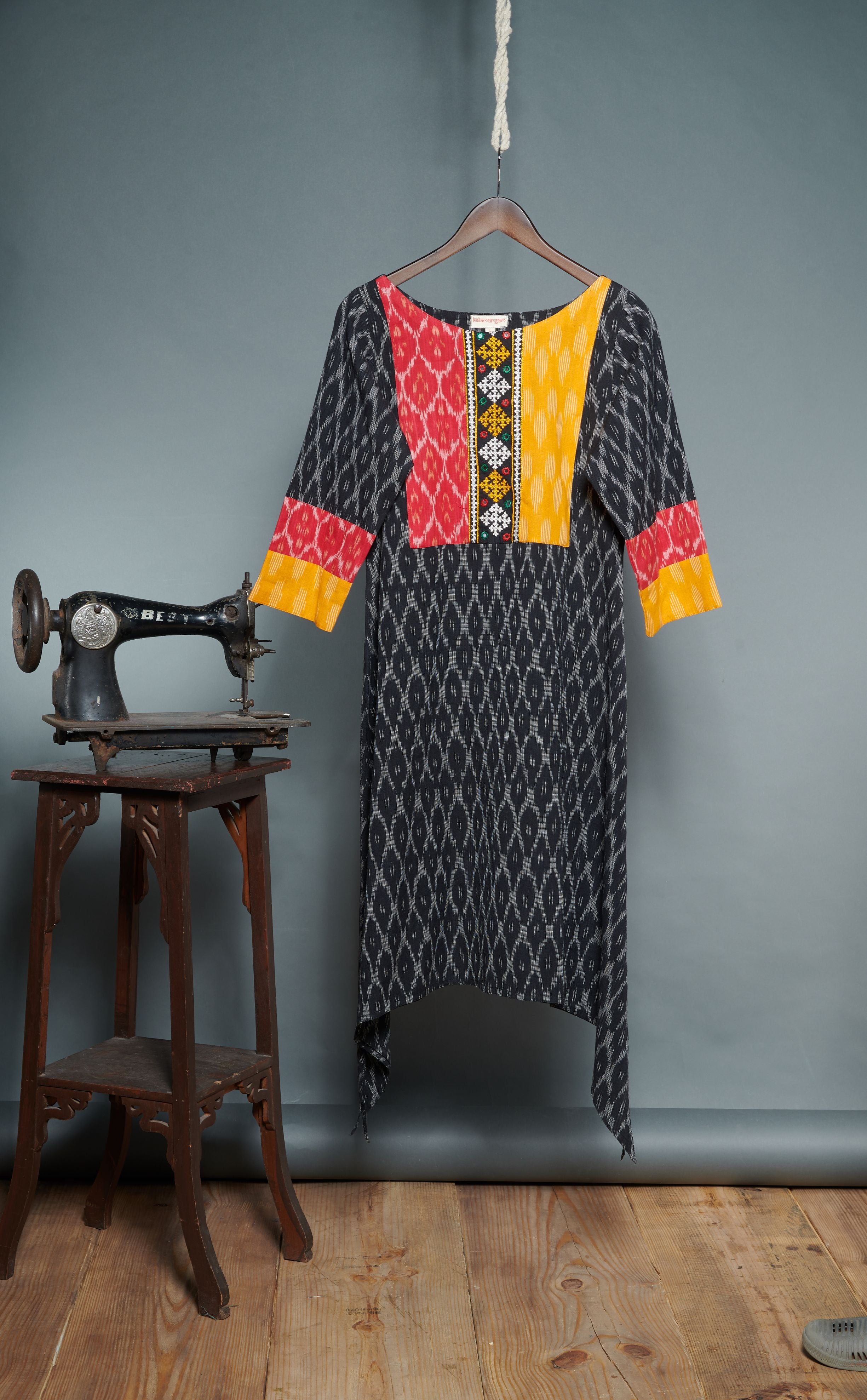 Asymmetric Ikat Kurta