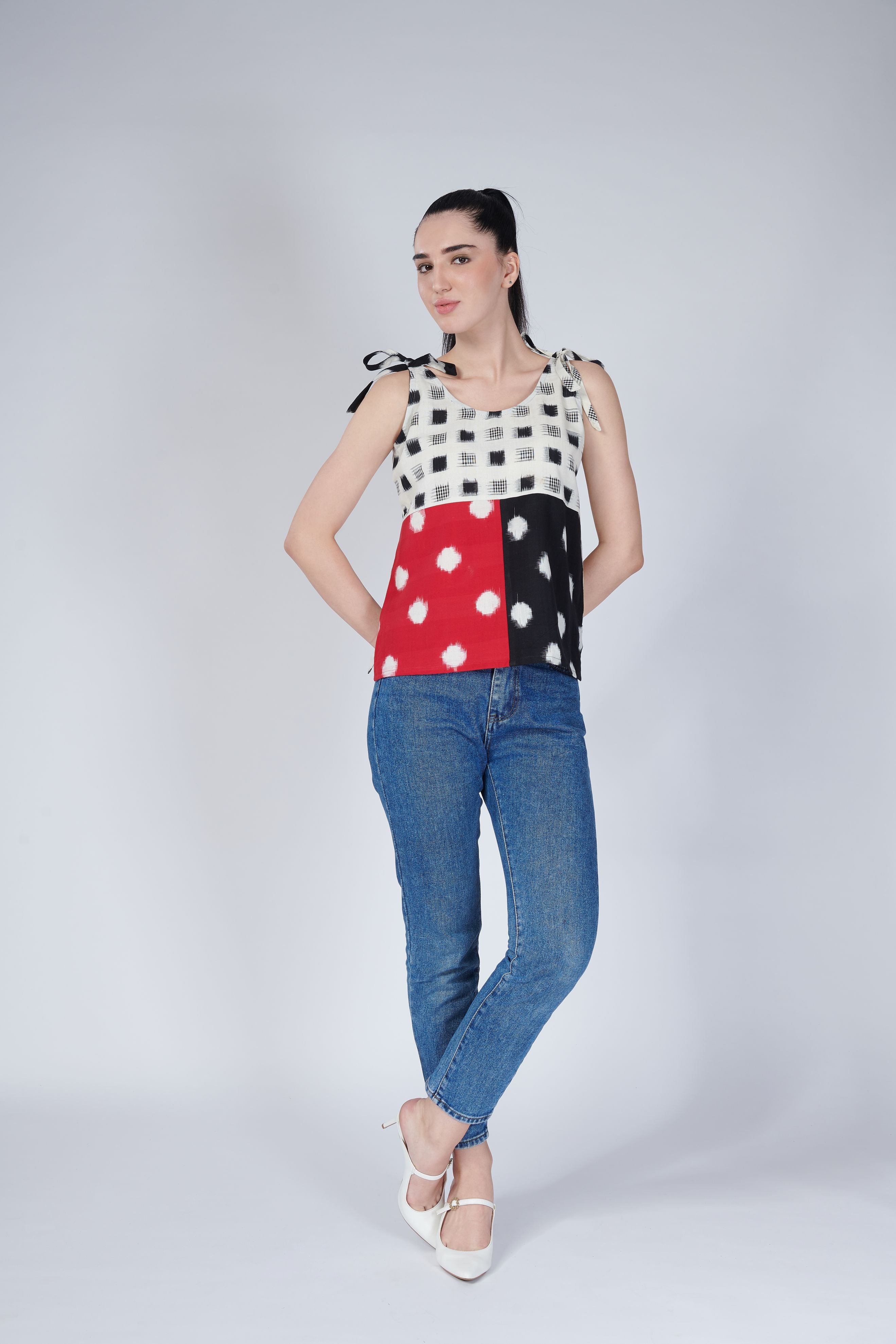 Colour Blocked Ikat Top