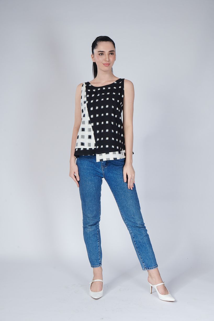 Monochrome Ikat Top