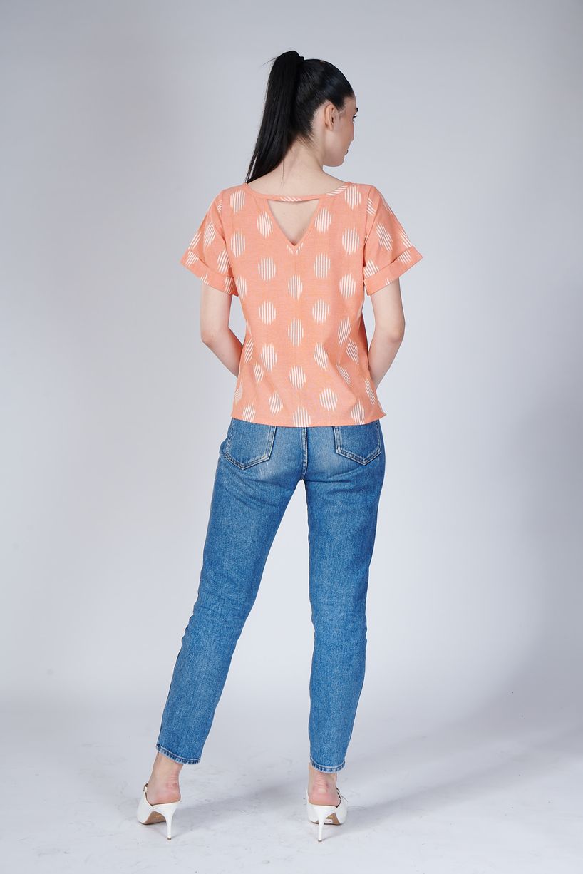 Peach Ikkat Top