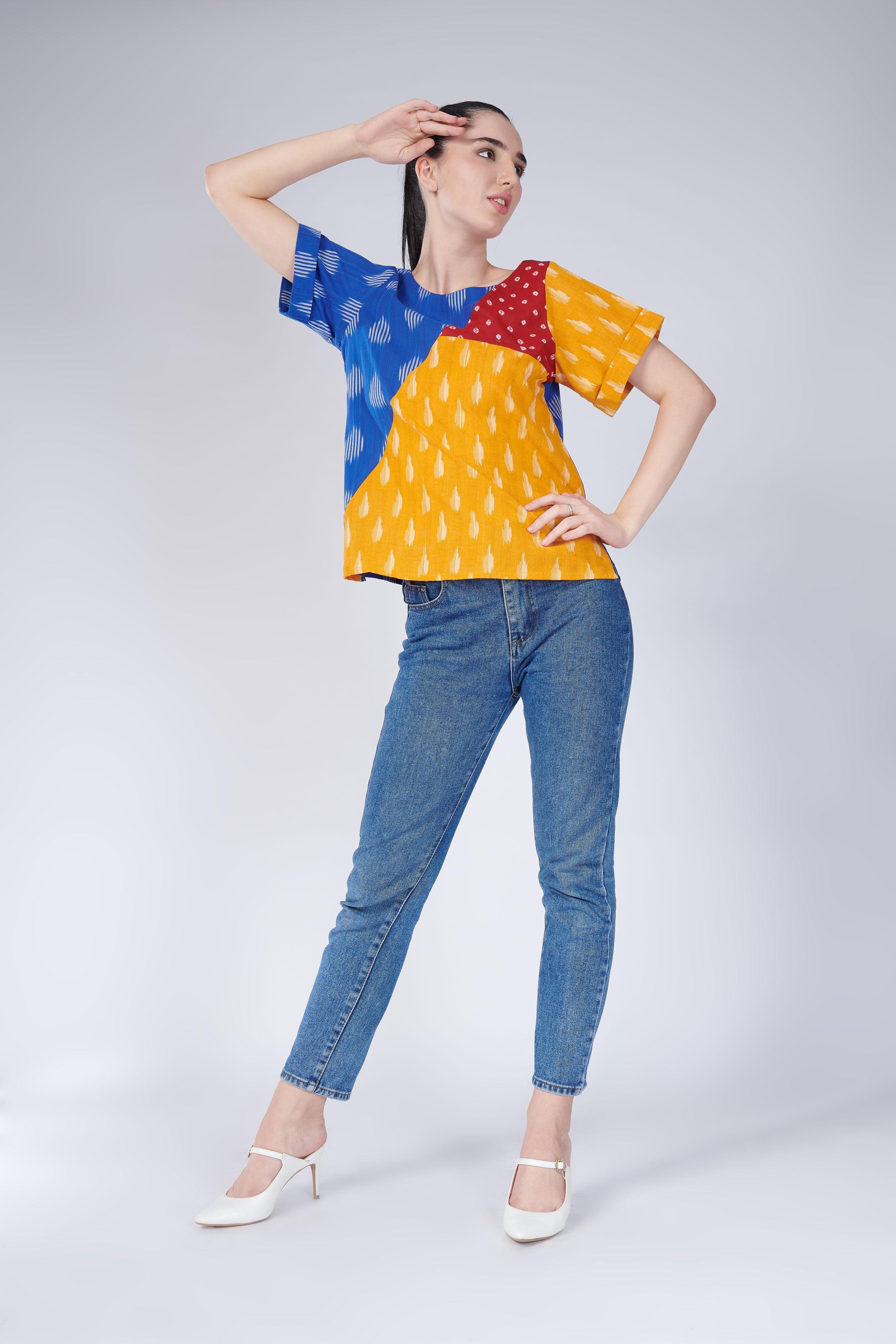 Colour Block Ikat Top