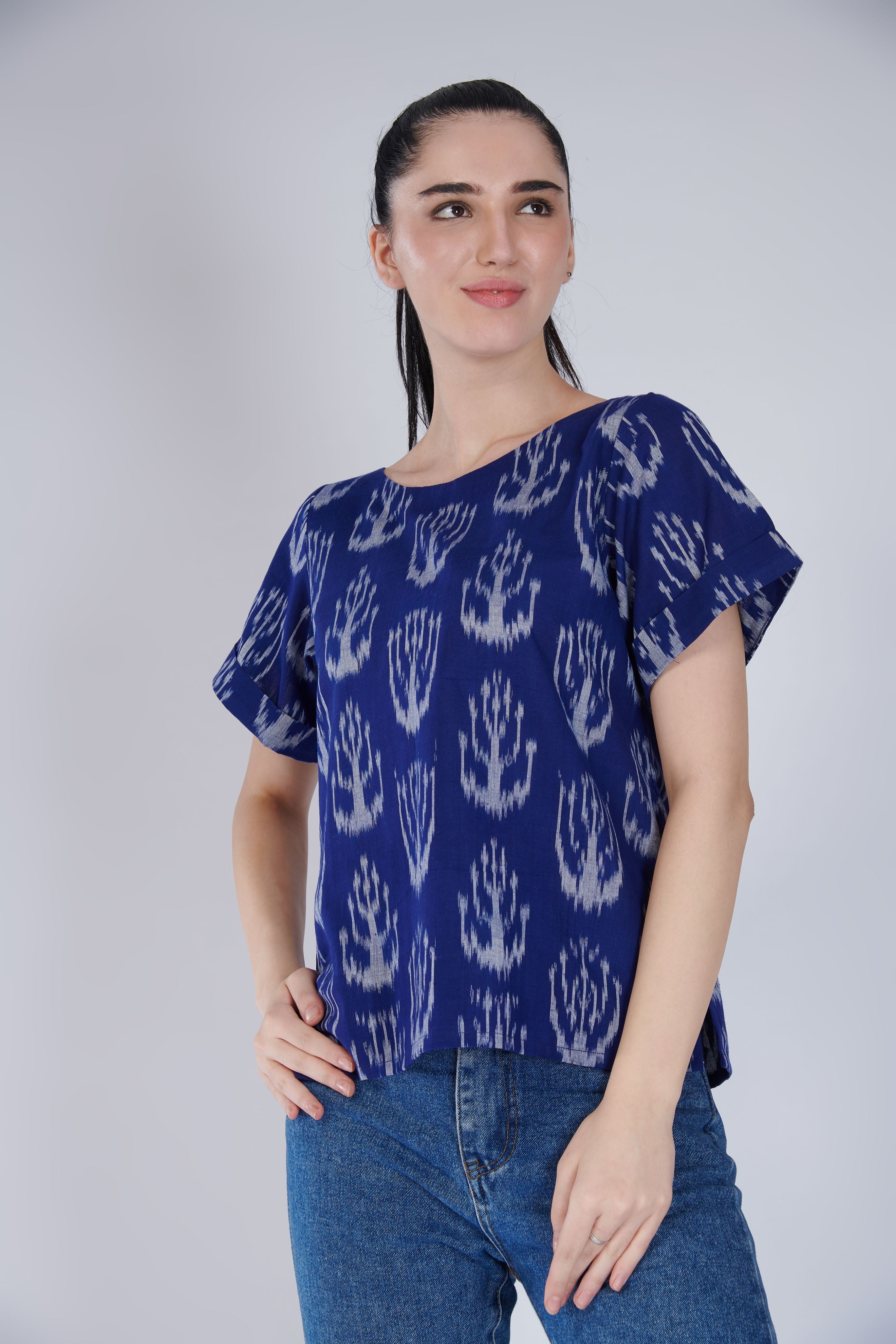 Blue Ikat Top