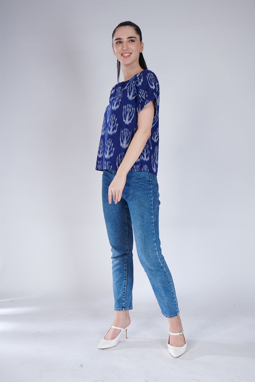 Blue Ikat Top