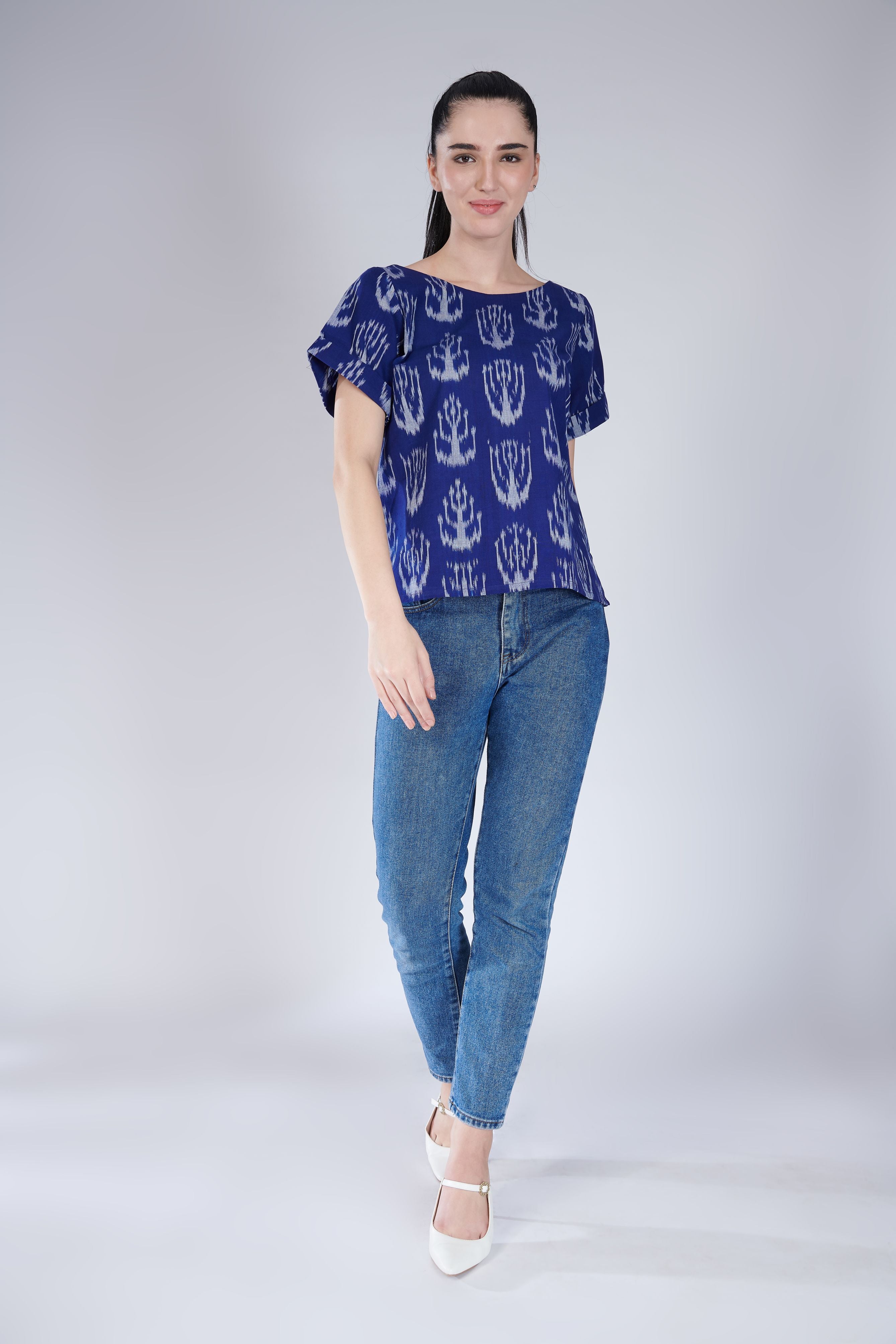 Blue Ikat Top
