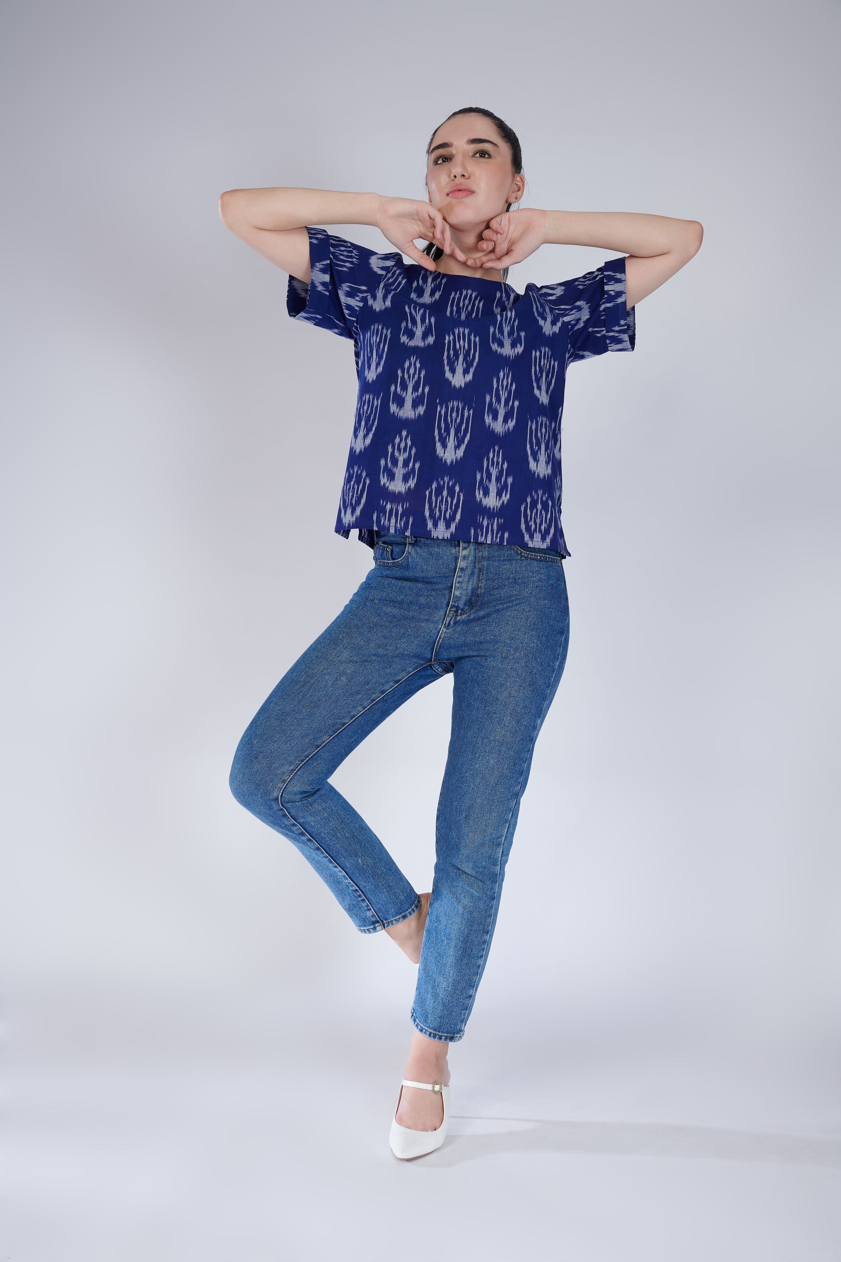 Blue Ikat Top