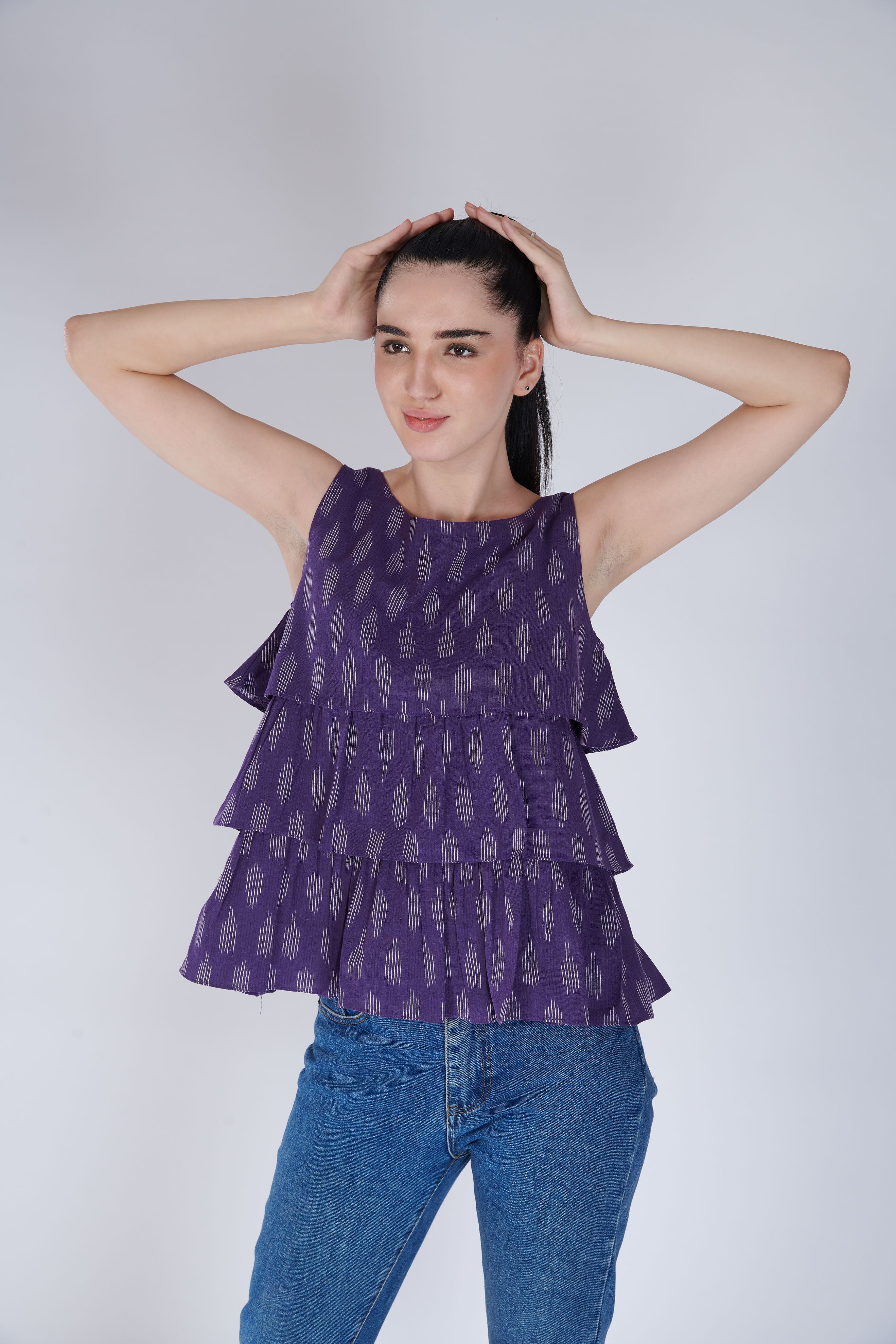 Ikat Ruffled Top