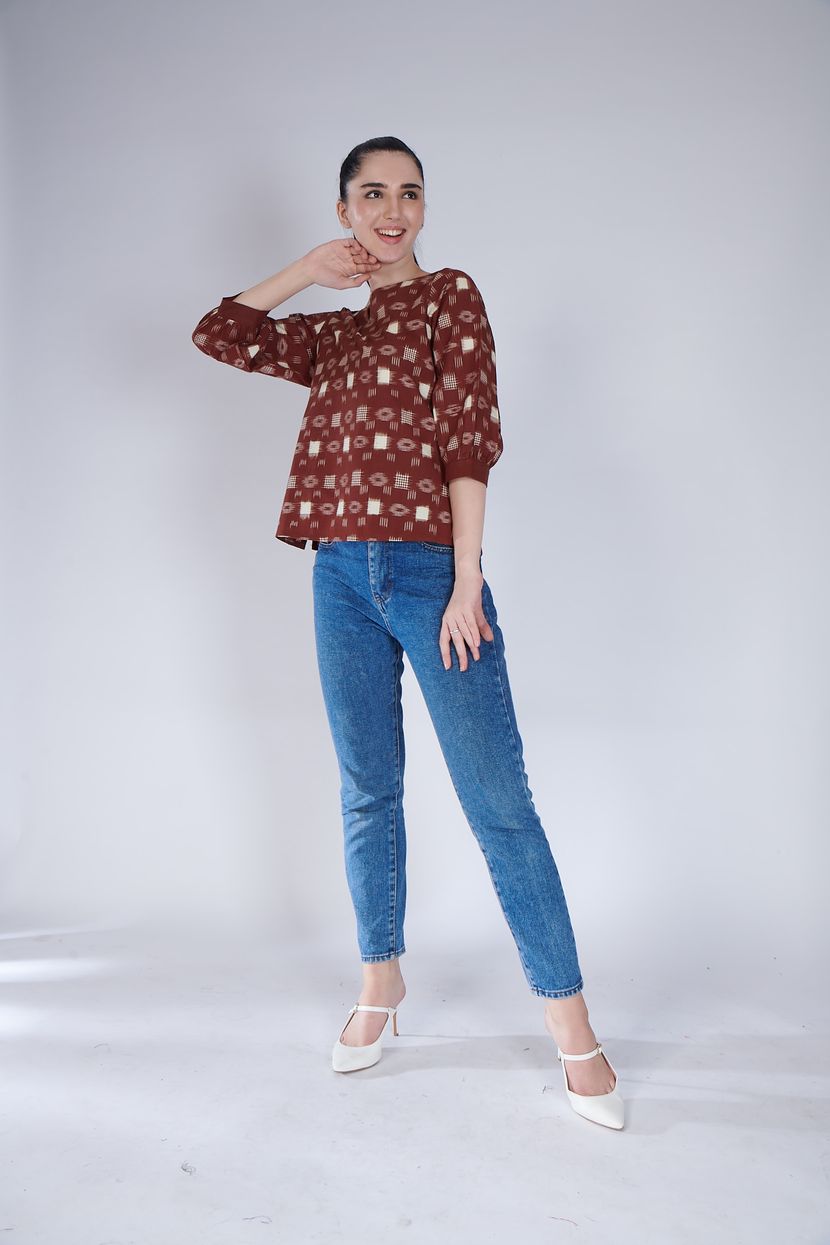 Brown Ikat Top